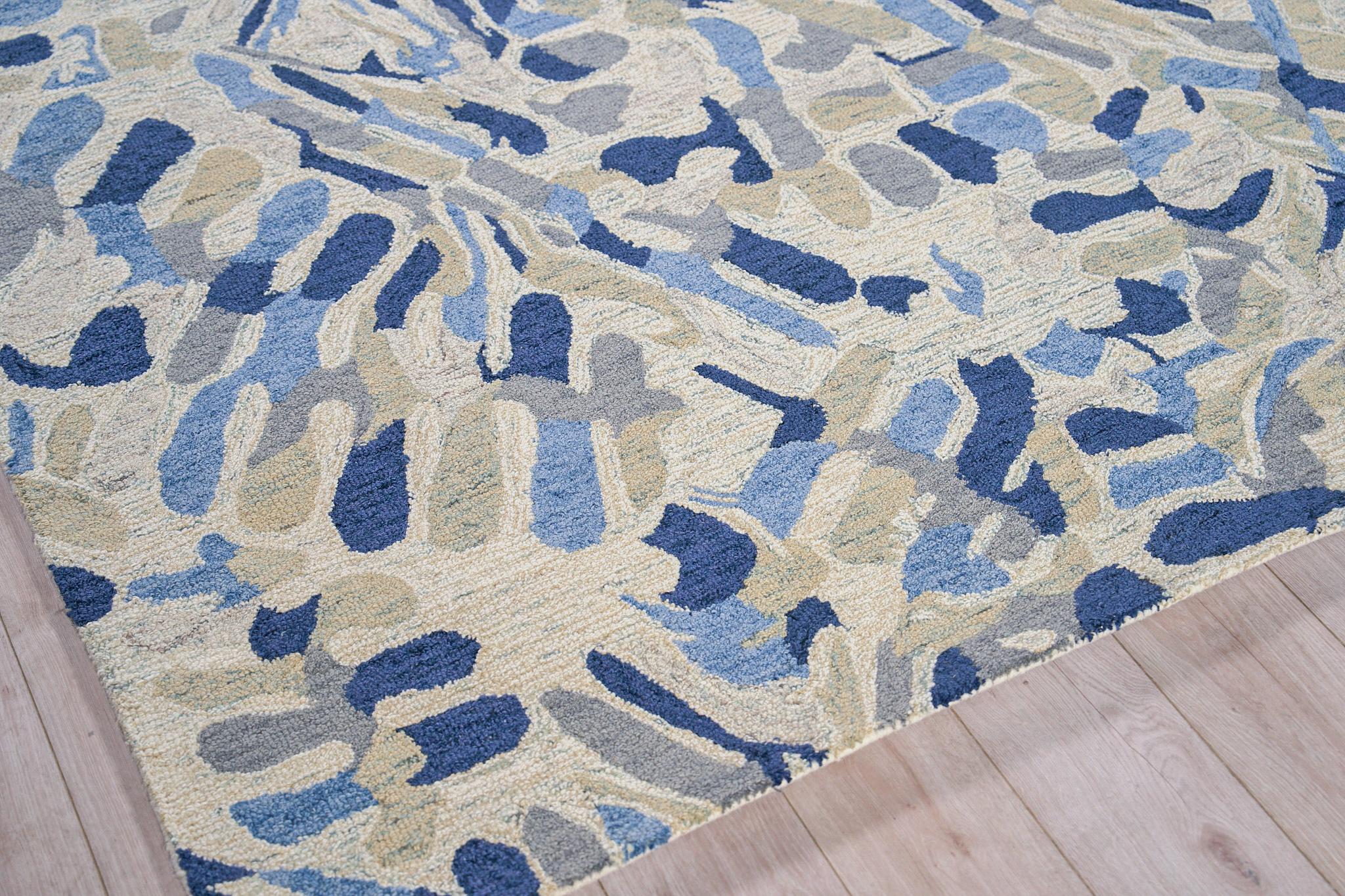 Exquisite Rugs Botanica 6810 Navy/Ivory/Multi New Zealand Wool Hand-Tufted 8' X 5' Area Rug - Image 3