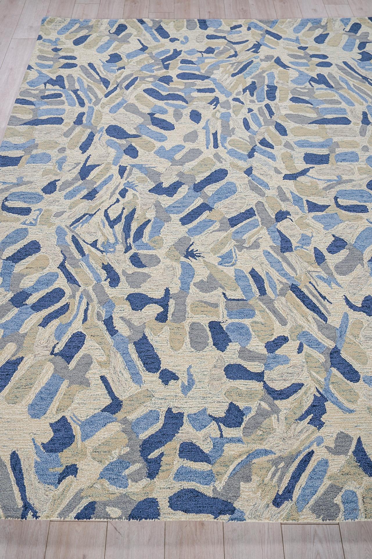 Exquisite Rugs Botanica 6810 Navy/Ivory/Multi New Zealand Wool Hand-Tufted 8' X 5' Area Rug - Image 4