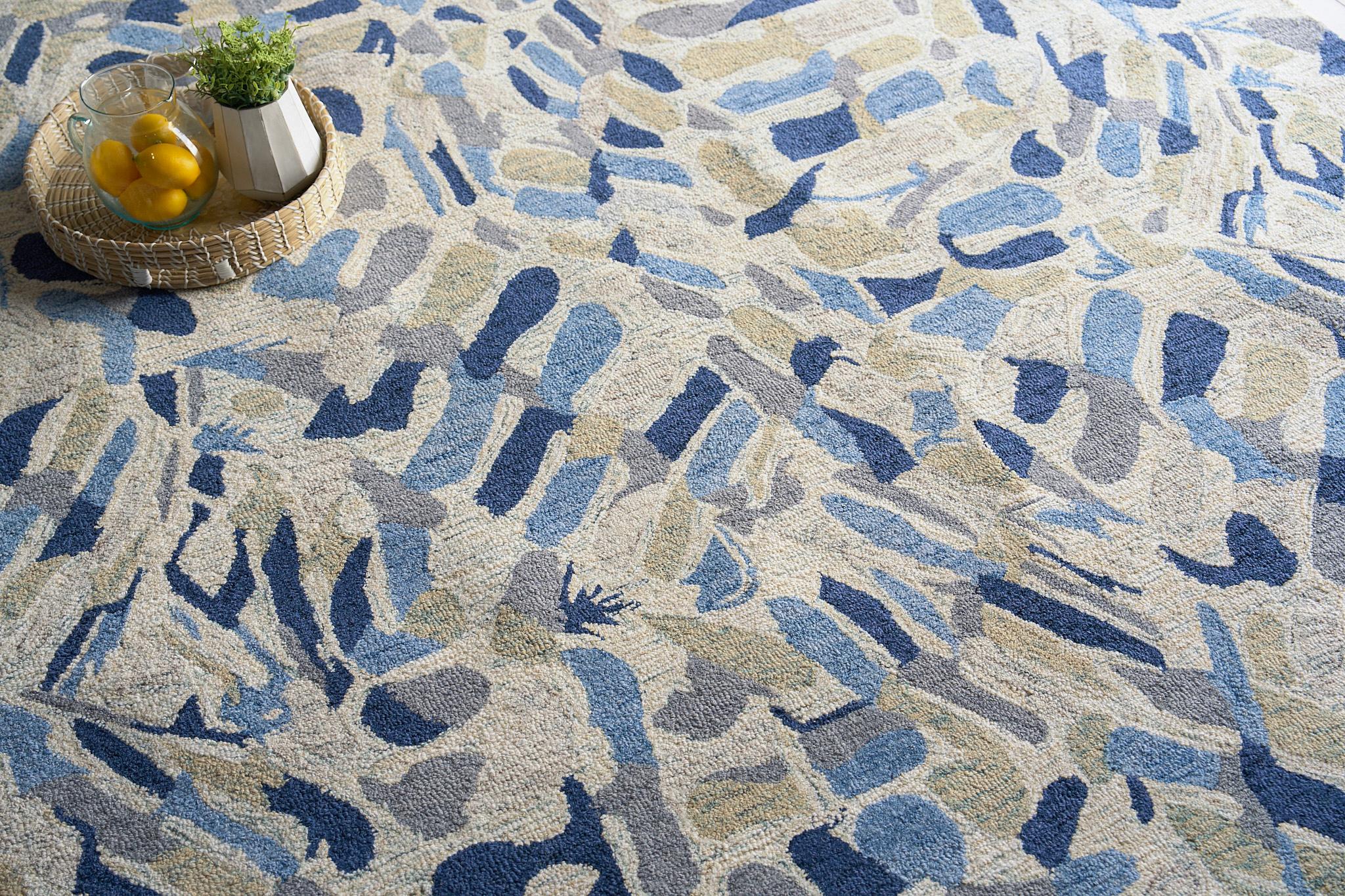 Exquisite Rugs Botanica 6810 Navy/Ivory/Multi New Zealand Wool Hand-Tufted 8' X 5' Area Rug - Image 7