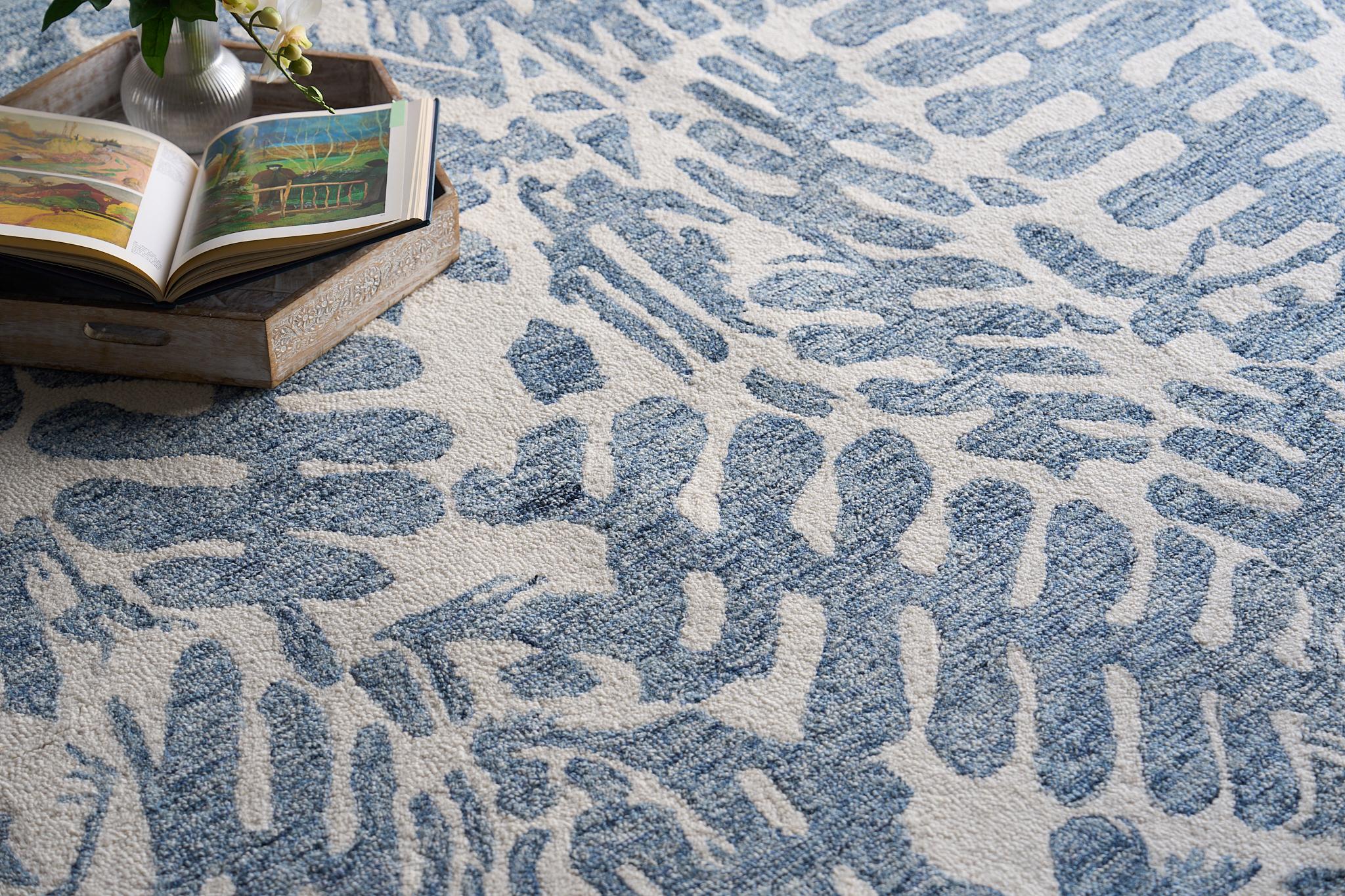 Exquisite Rugs Botanica 6813 Blue/Ivory New Zealand Wool Hand-Tufted 14' X 10' Area Rug - Image 4