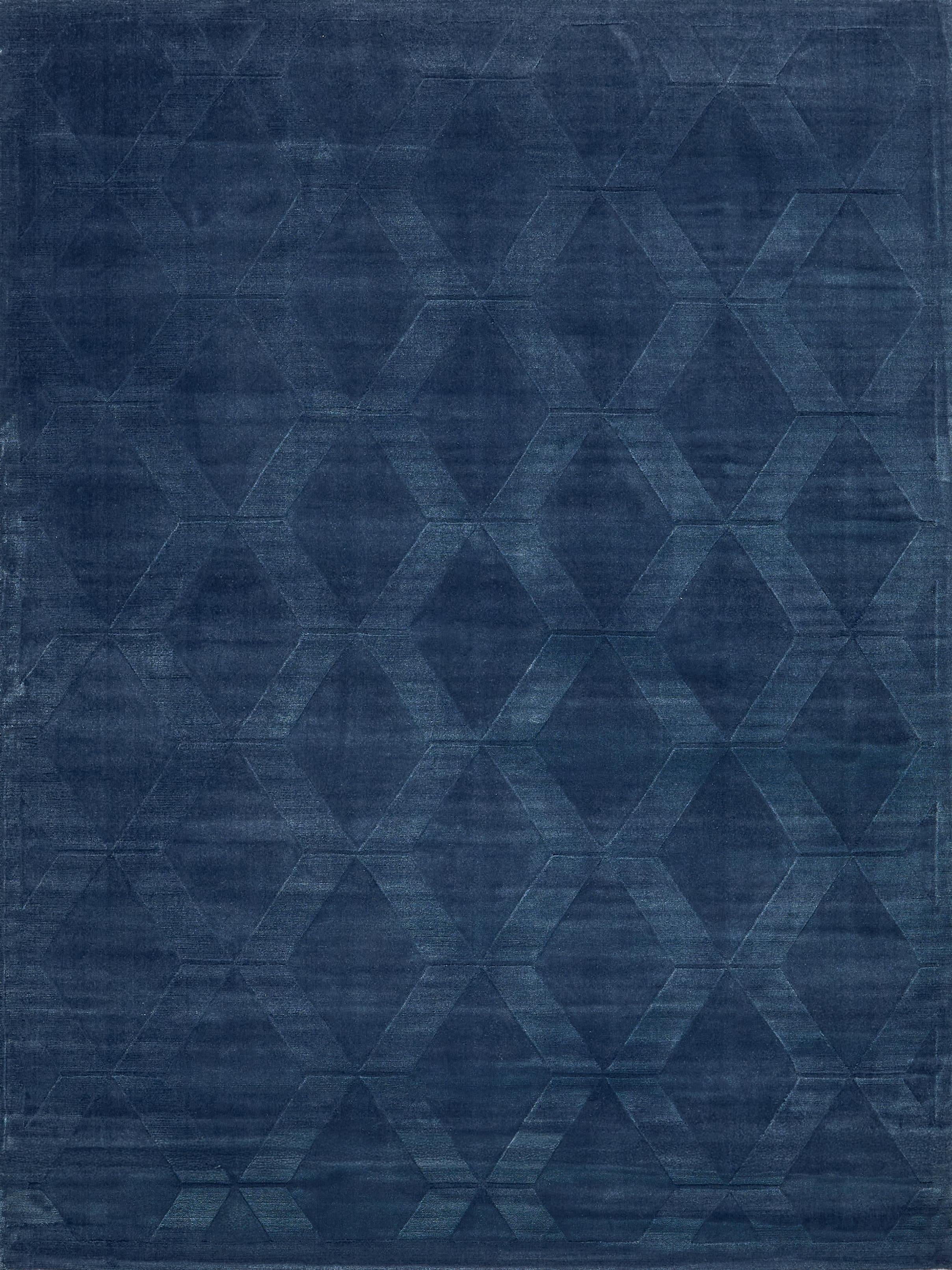 Exquisite Rugs Brunello Modern Handmade Silky Nylon In 6737 Navy 18' X 14' Area Rug - Image 2