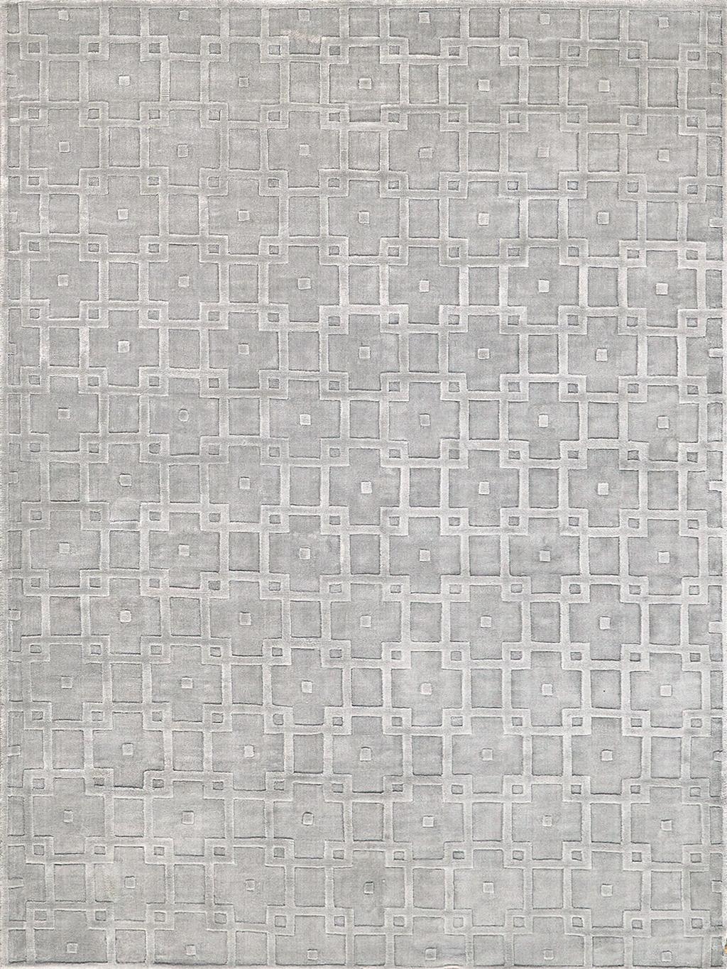 Exquisite Rugs Camora Modern Handmade Handloomed Silky Nylon 6753 Light Silver 6' X 4' Area Rug