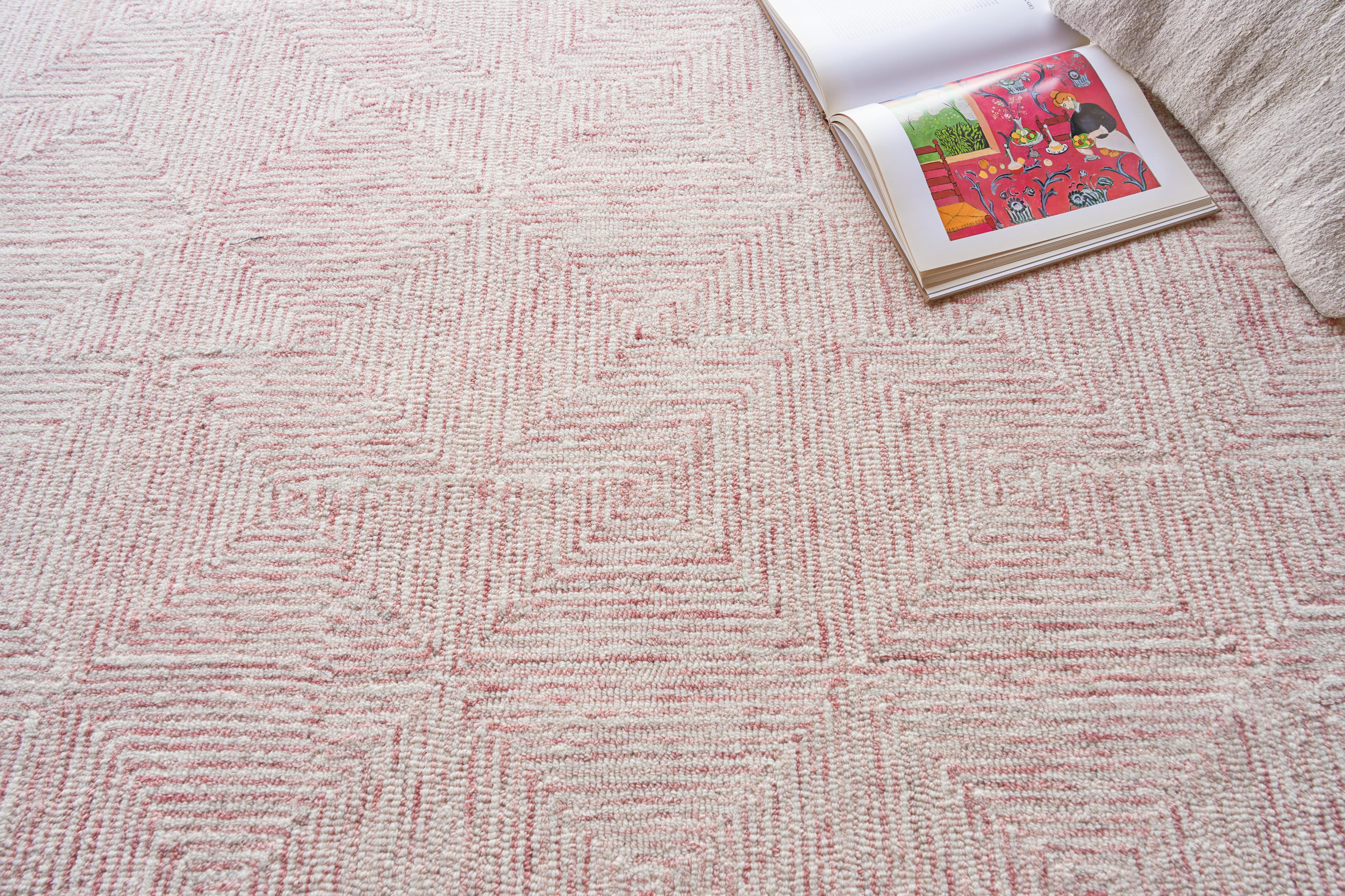 Exquisite Rugs Caprice Hand-Tufted New Zealand Wool 4772 Pink/Ivory 14' X 10' Area Rug - Image 2