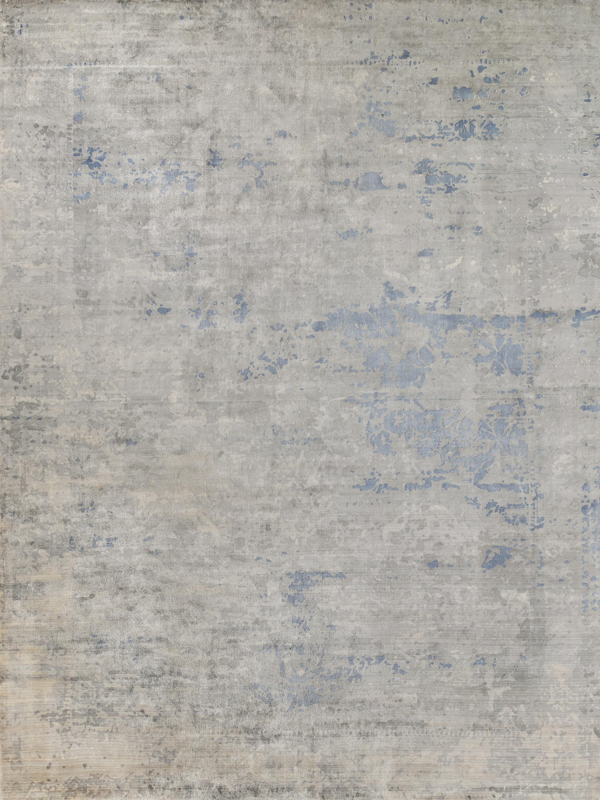Exquisite Rugs Cassina Hand-Loomed Bamboo Silk 3932 Sky Blue 9' X 6' Area Rug - Image 7