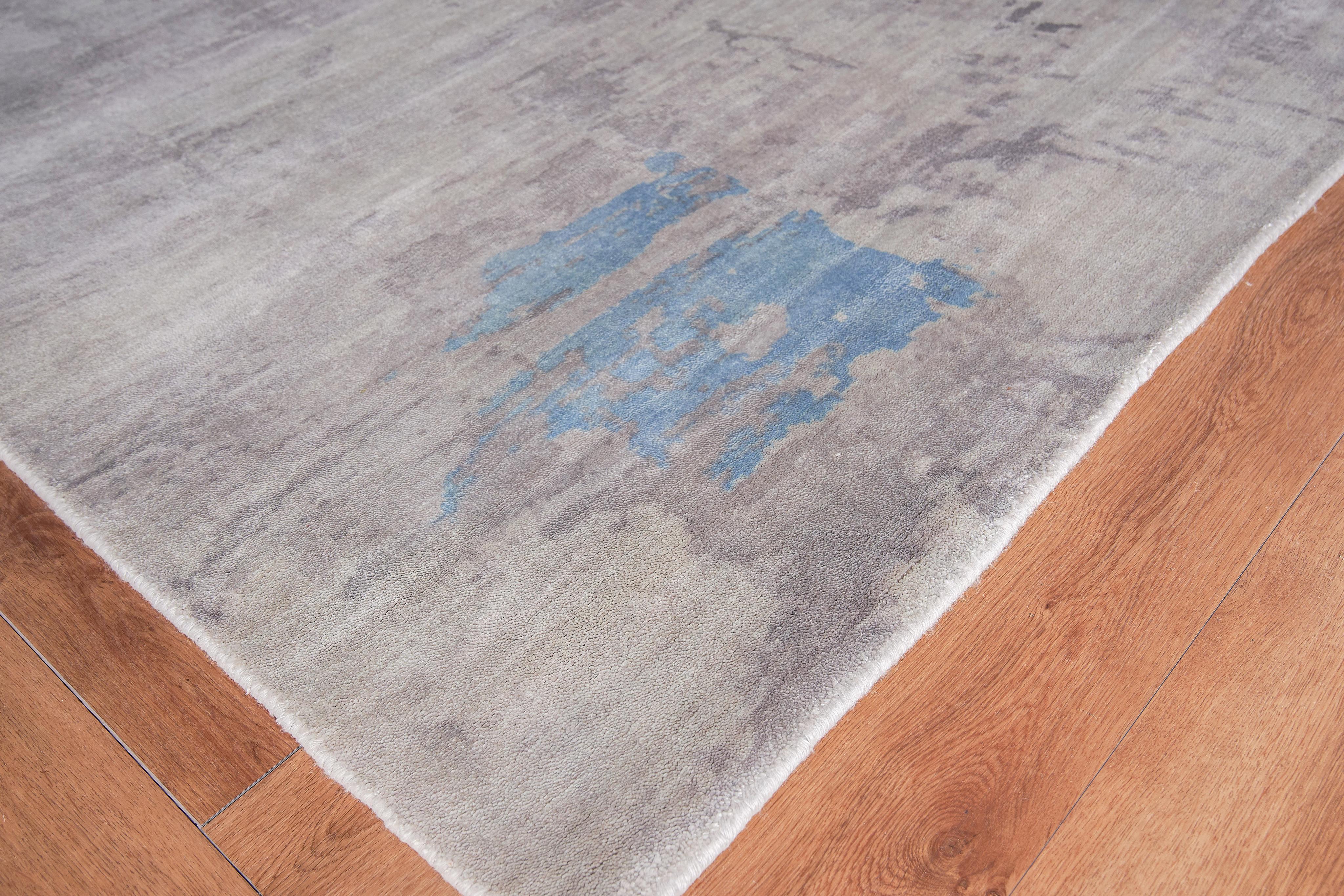 Exquisite Rugs Cassina Hand Loomed Bamboo Silk In 2541 Gray/Blue 9' X 6' Area Rug - Image 3