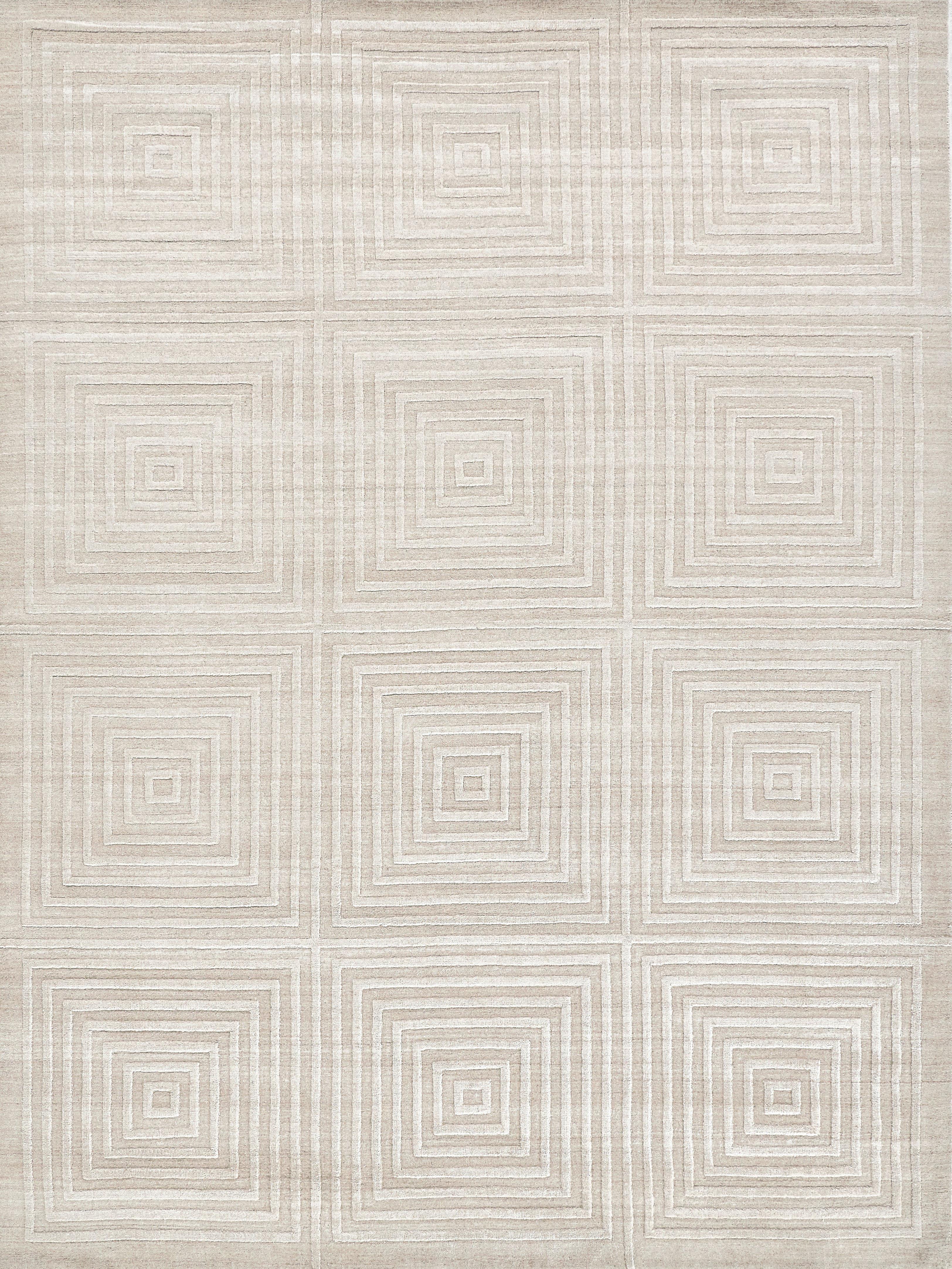 Exquisite Rugs Castelli Hand-Loomed Bamboo Silk/Wool 3973 Light Beige 9' X 6' Area Rug