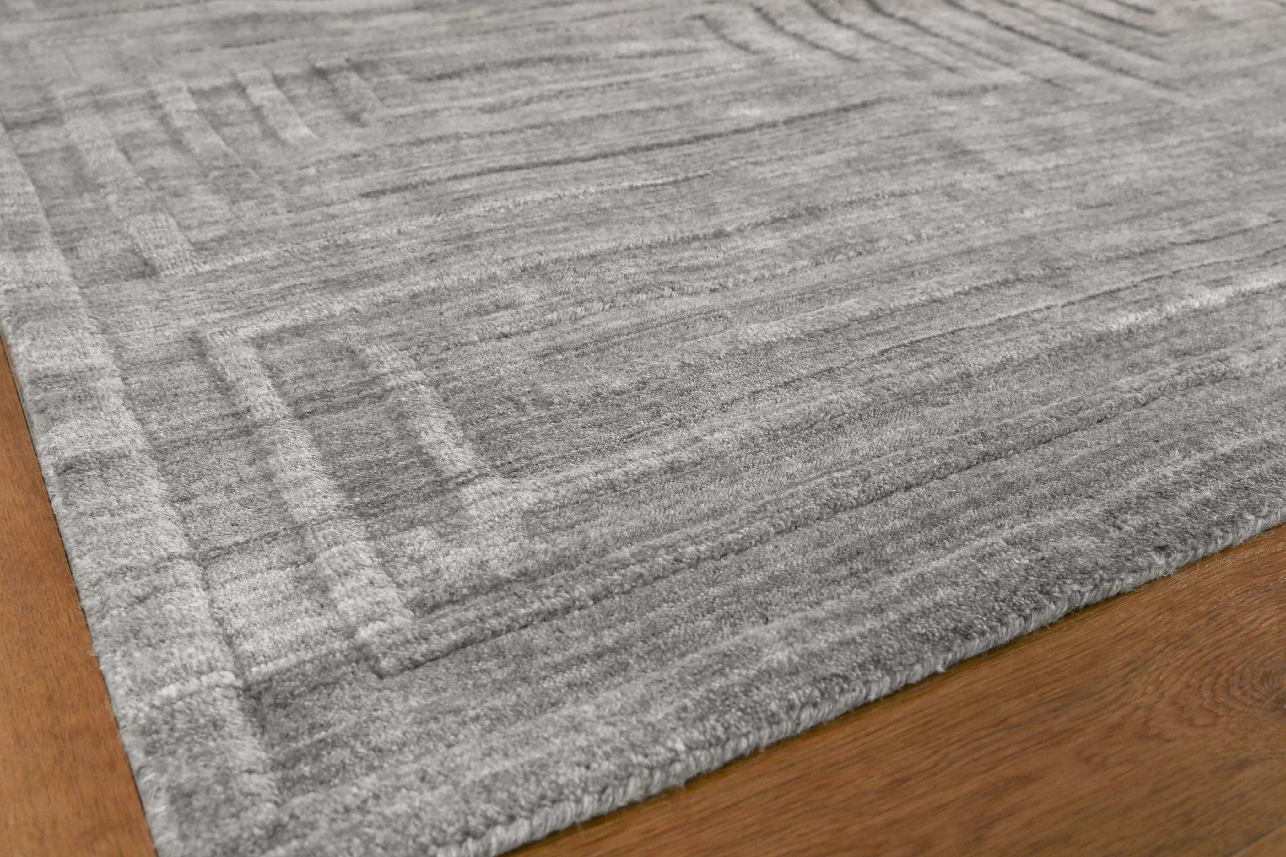 Exquisite Rugs Castelli Hand-Loomed Bamboo Silk/Wool 4353 Gray 12' X 9' Area Rug - Image 3