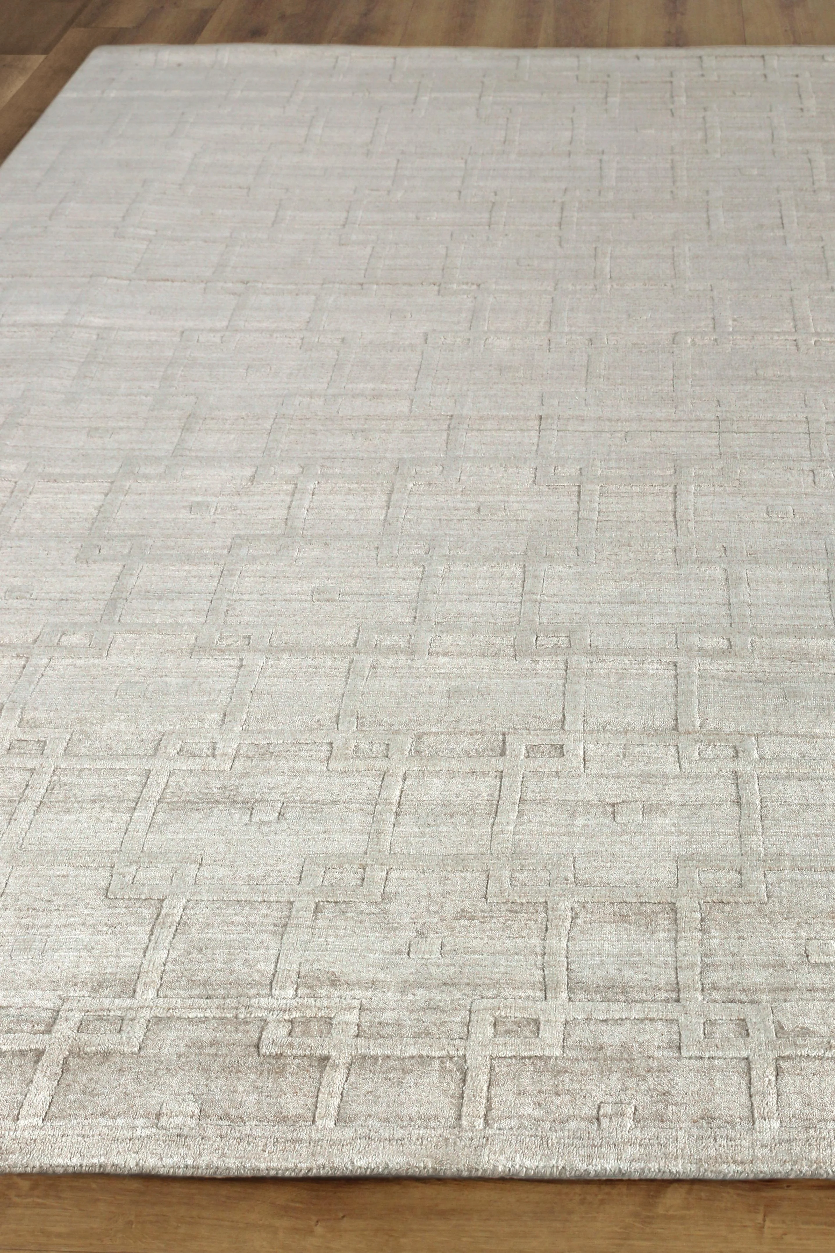 Exquisite Rugs Castelli Hand-Loomed Bamboo Silk/Wool 4355 Light Beige 12' X 9' Area Rug - Image 4