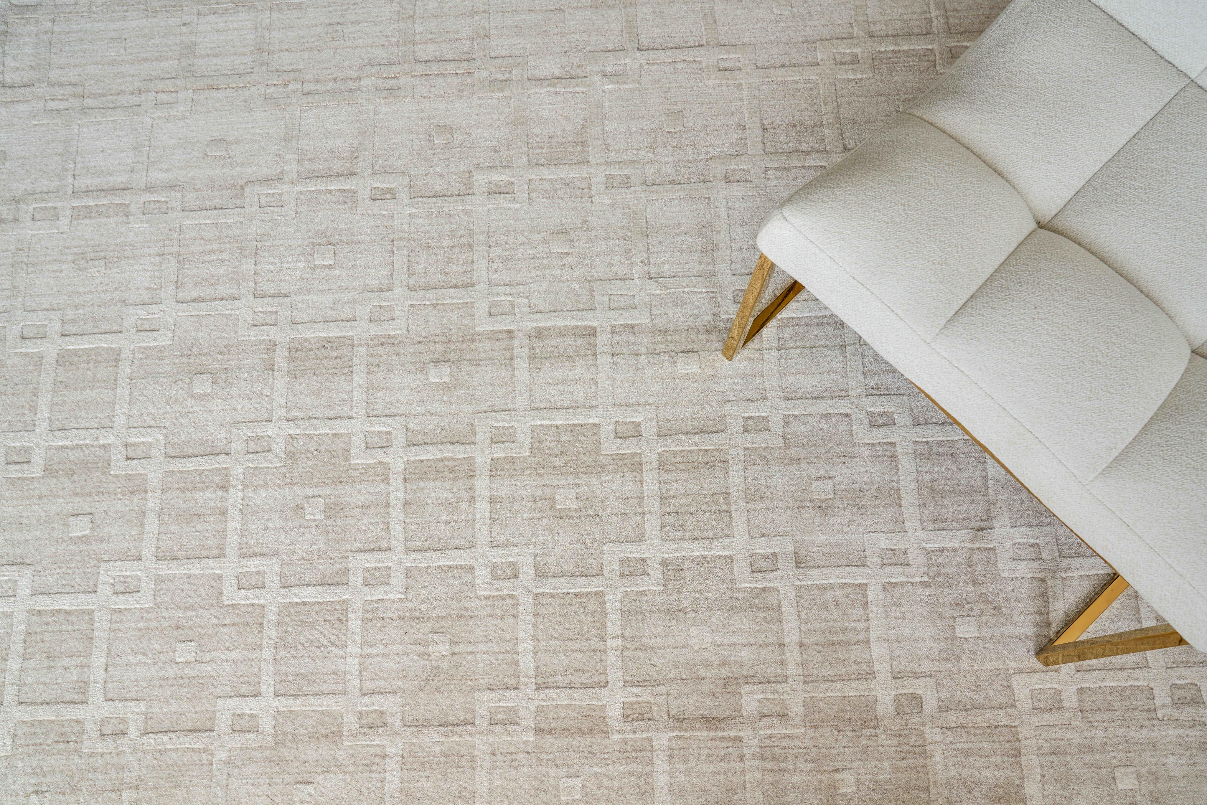 Exquisite Rugs Castelli Hand-Loomed Bamboo Silk/Wool 4355 Light Beige 12' X 9' Area Rug - Image 6