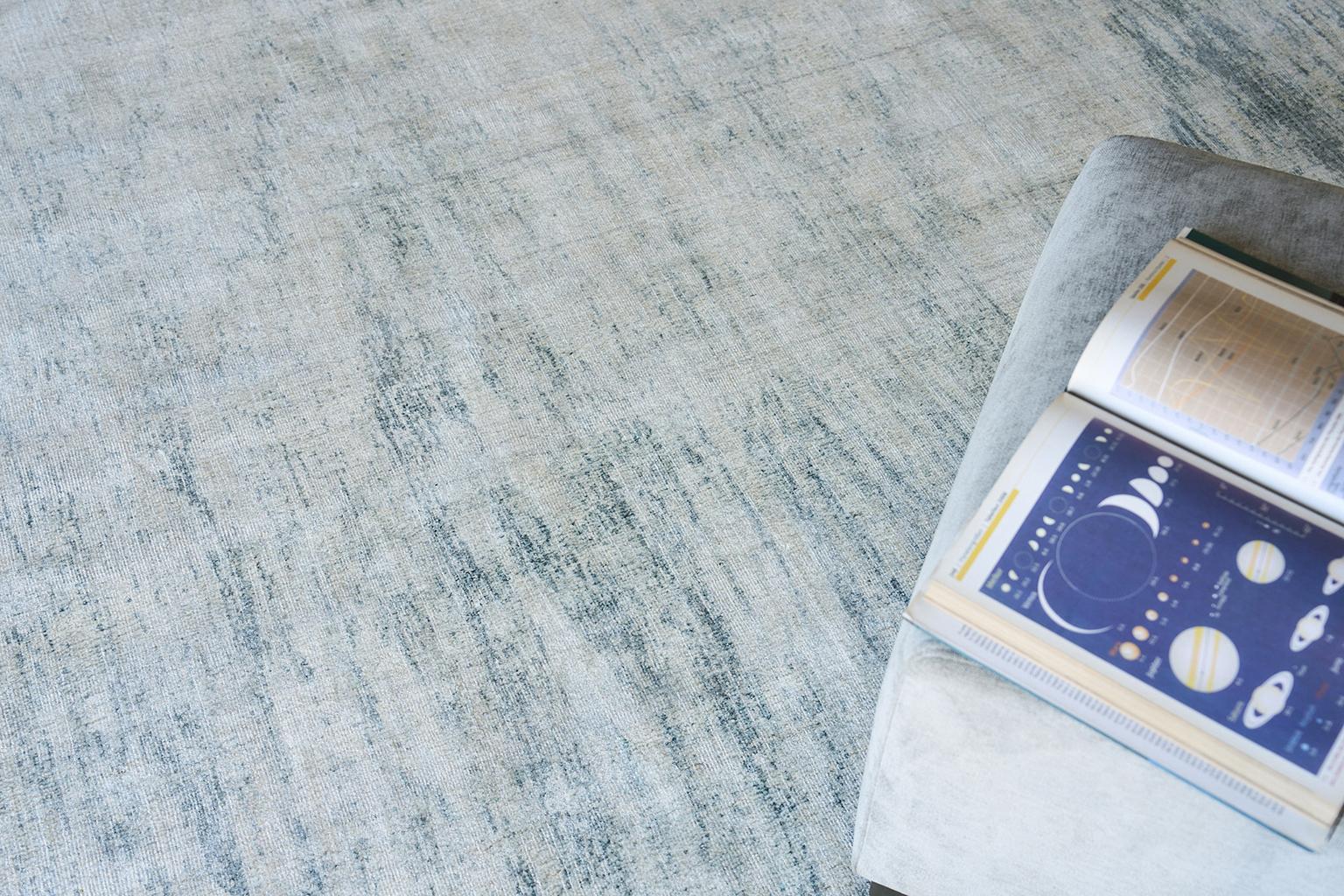 Exquisite Rugs Cloud Hand-Loomed Wool/Bamboo Silk 5309 Ivory/Blue 15' X 12' Area Rug - Image 2
