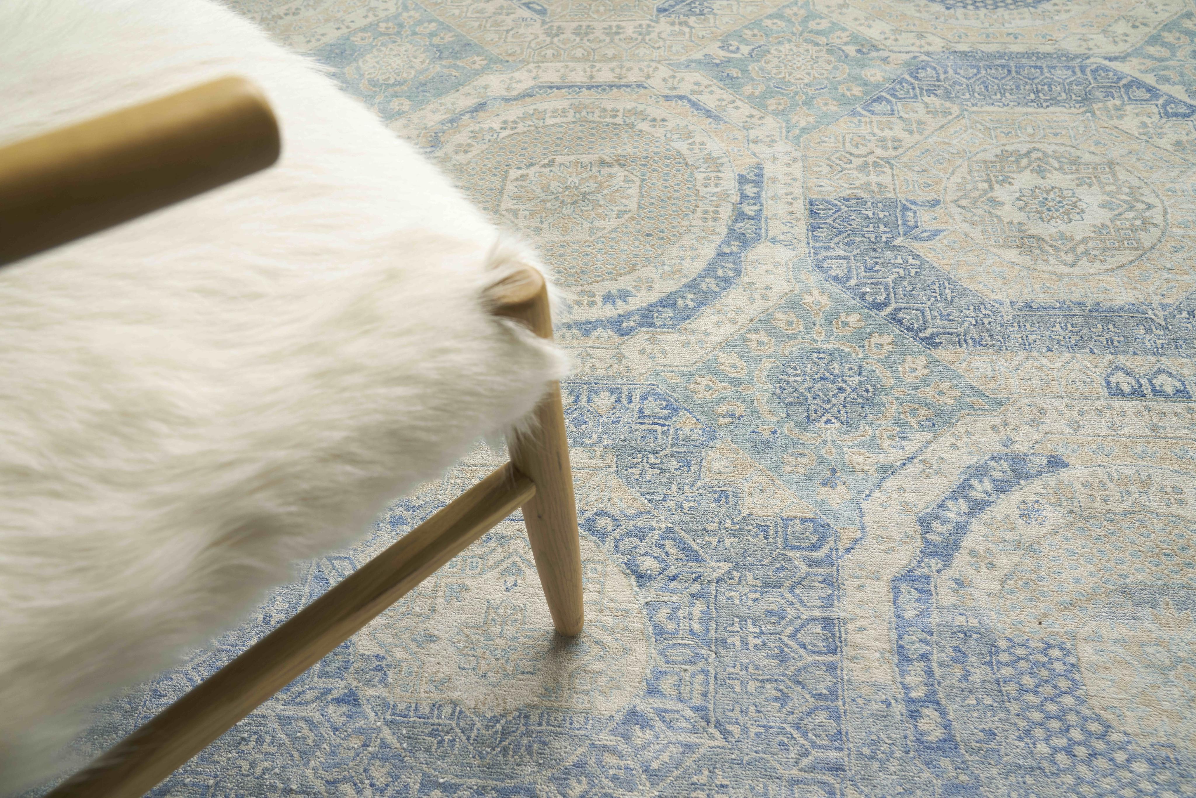 Exquisite Rugs Fine Mamluk Hand Knotted Bamboo Silk In 3371 Blue 10' X 8' Area Rug - Image 2
