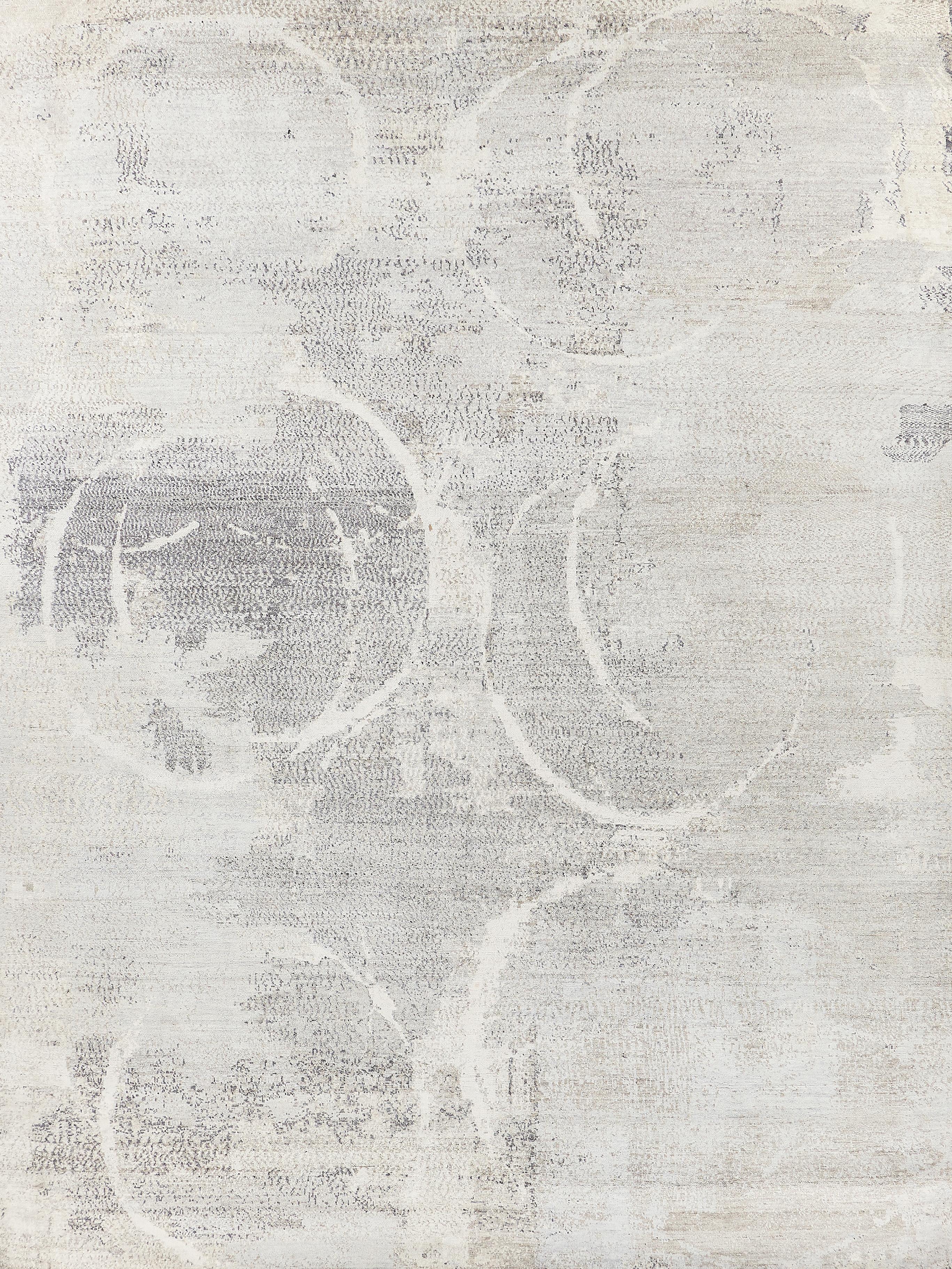 Exquisite Rugs Fine Pure Silk Hand-Knotted Silk 4223 Gray/Ivory 10' X 8' Area Rug