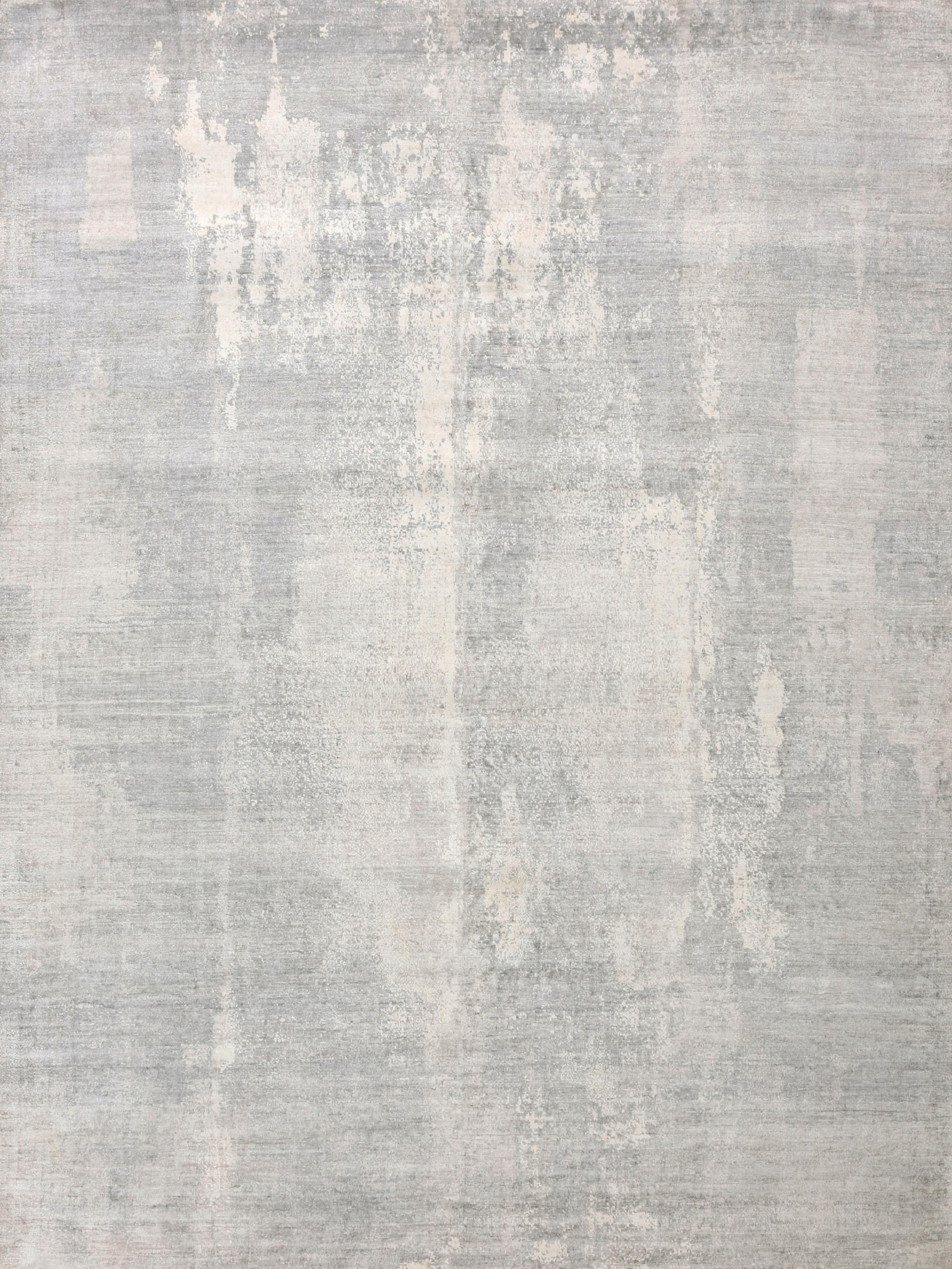 Exquisite Rugs Fine Pure Silk Hand-Knotted Silk 4226 Silver/Ivory 10' X 8' Area Rug - Image 7
