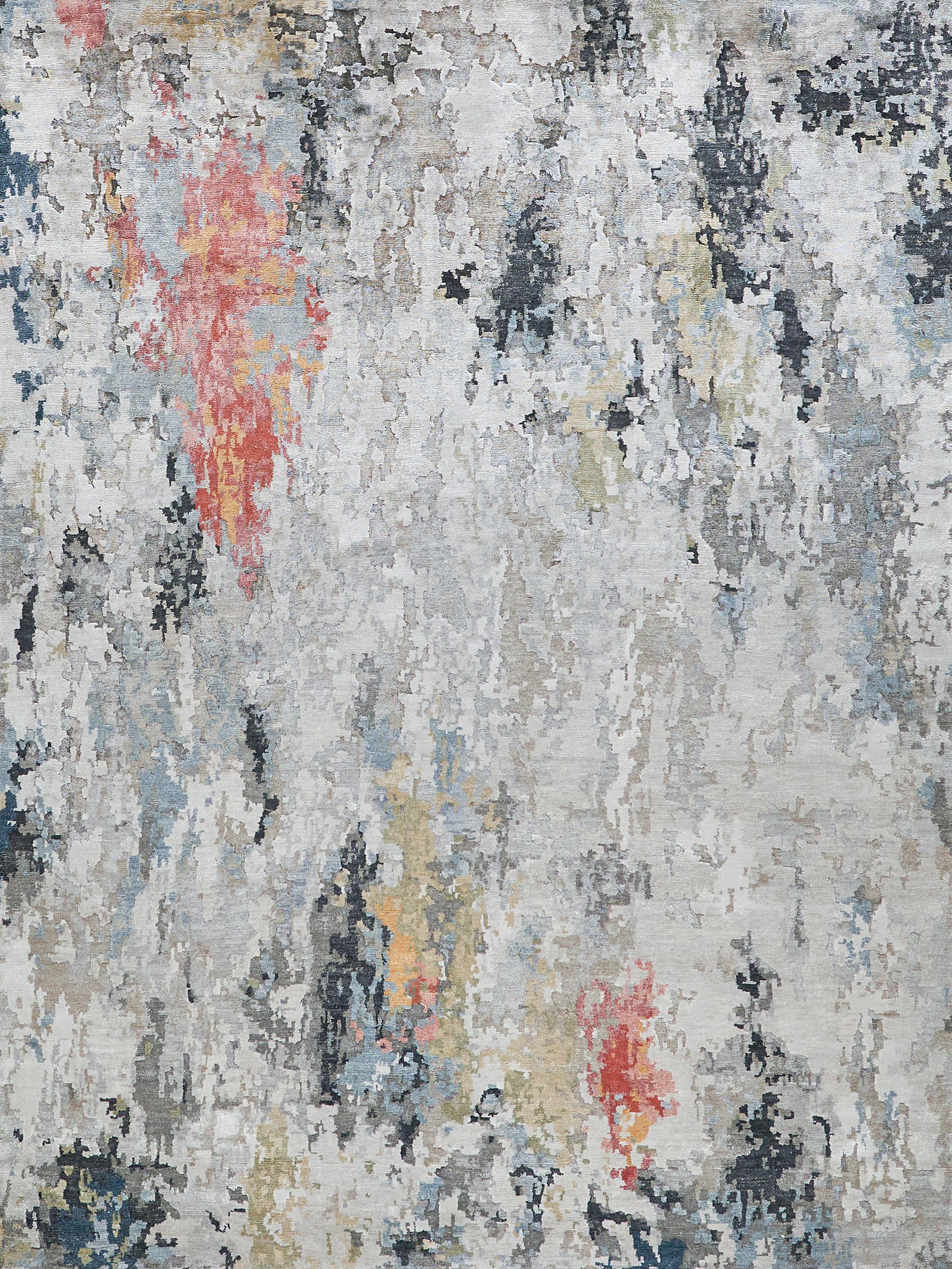 Exquisite Rugs Floor Art Hand-Knotted Bamboo Silk 5499 Silver/Gray/Coffee 18' X 14' Area Rug