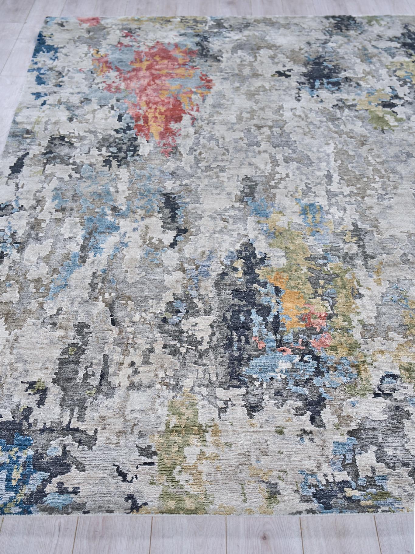 Exquisite Rugs Floor Art Hand-Knotted Bamboo Silk 5499 Silver/Gray/Coffee 18' X 14' Area Rug - Image 4