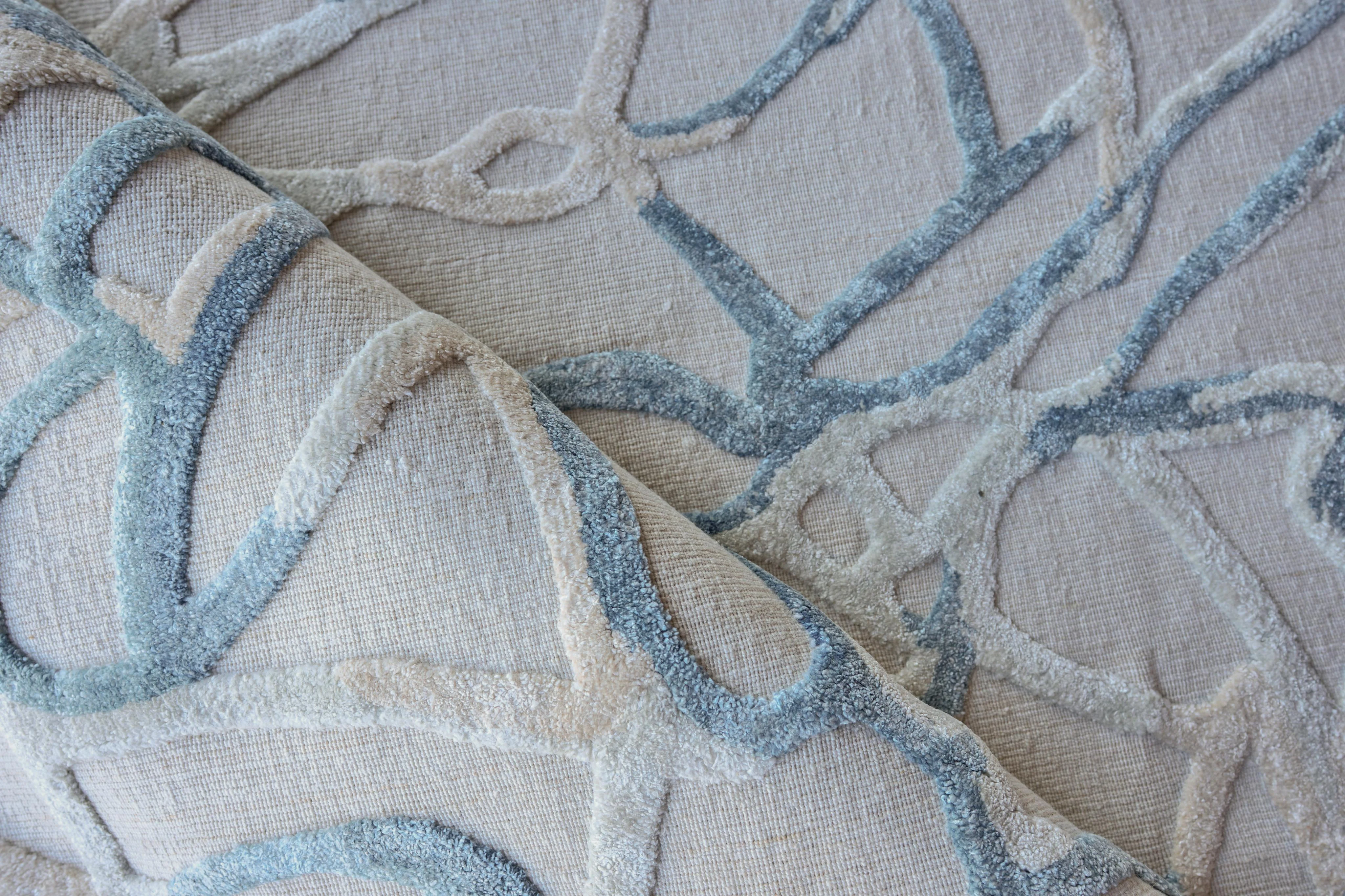 Exquisite Rugs Goudy Hand-Loomed Wool/Bamboo Silk 4346 Blue 14' X 10' Area Rug - Image 5