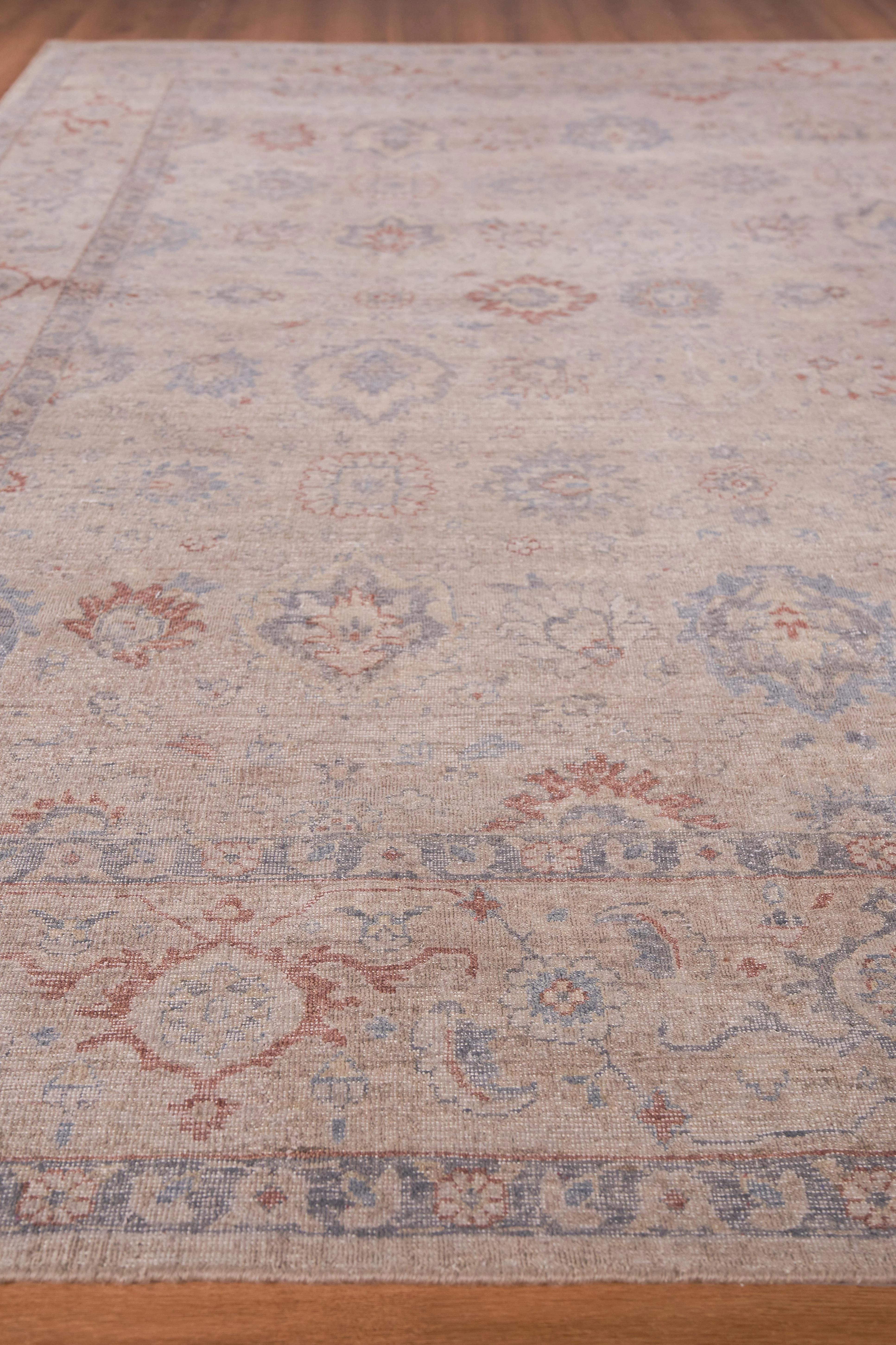 Exquisite Rugs Harper Hand-Knotted New Zealand Wool 4393 Beige/Blue 9' X 6' Area Rug - Image 2