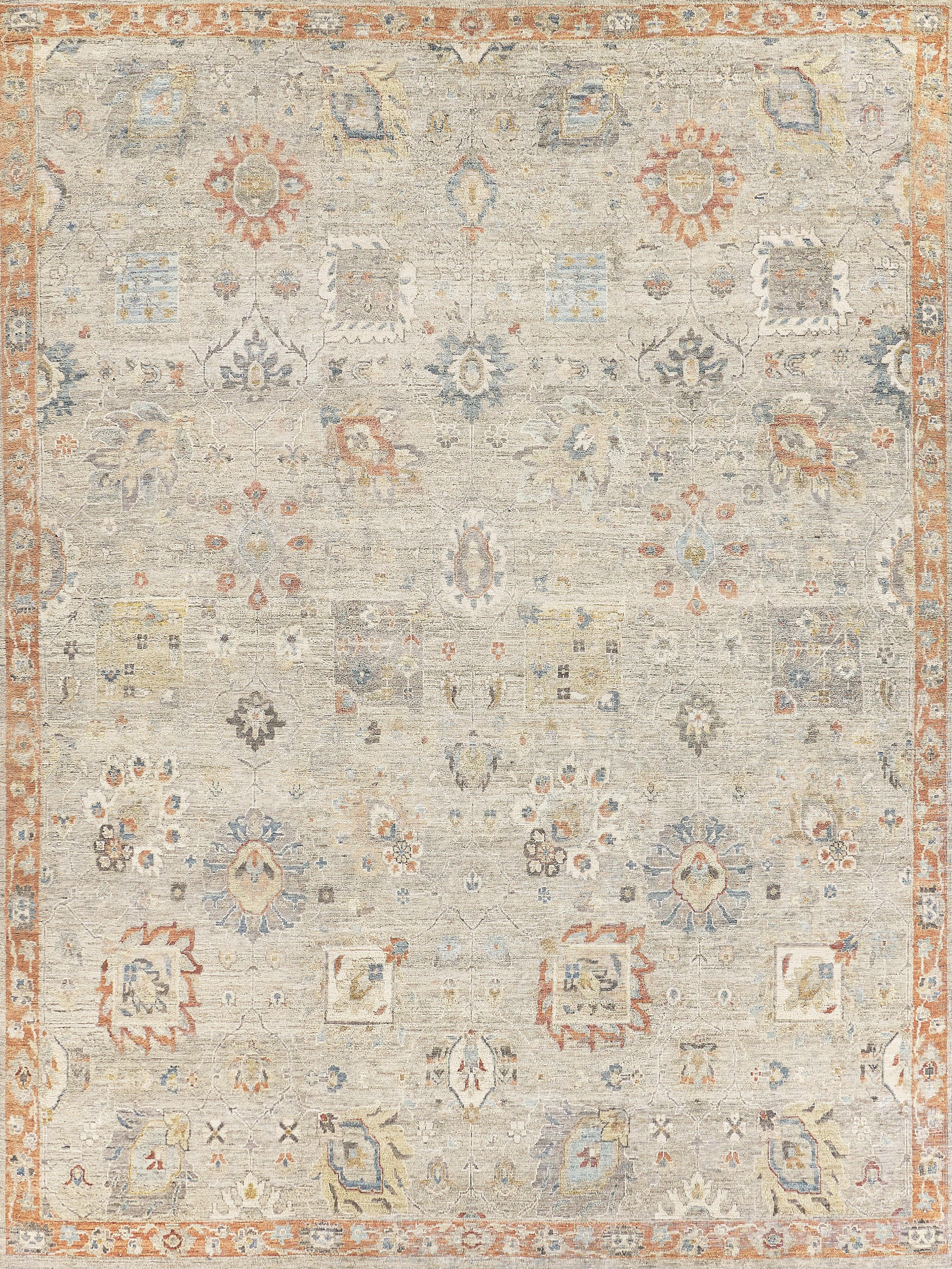 Exquisite Rugs Heirloom Hand-Knotted New Zealand Wool 3984 Beige/Rust 9' X 6' Area Rug