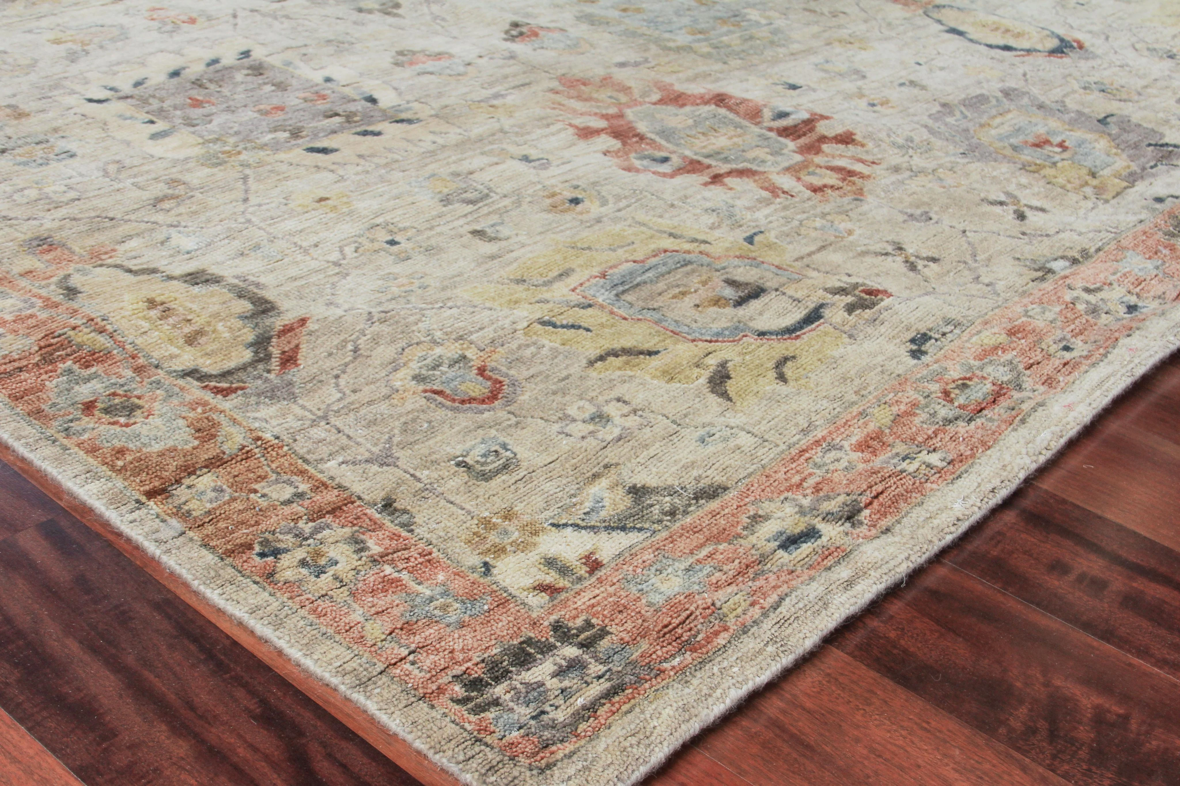 Exquisite Rugs Heirloom Hand-Knotted New Zealand Wool 3984 Beige/Rust 9' X 6' Area Rug - Image 3