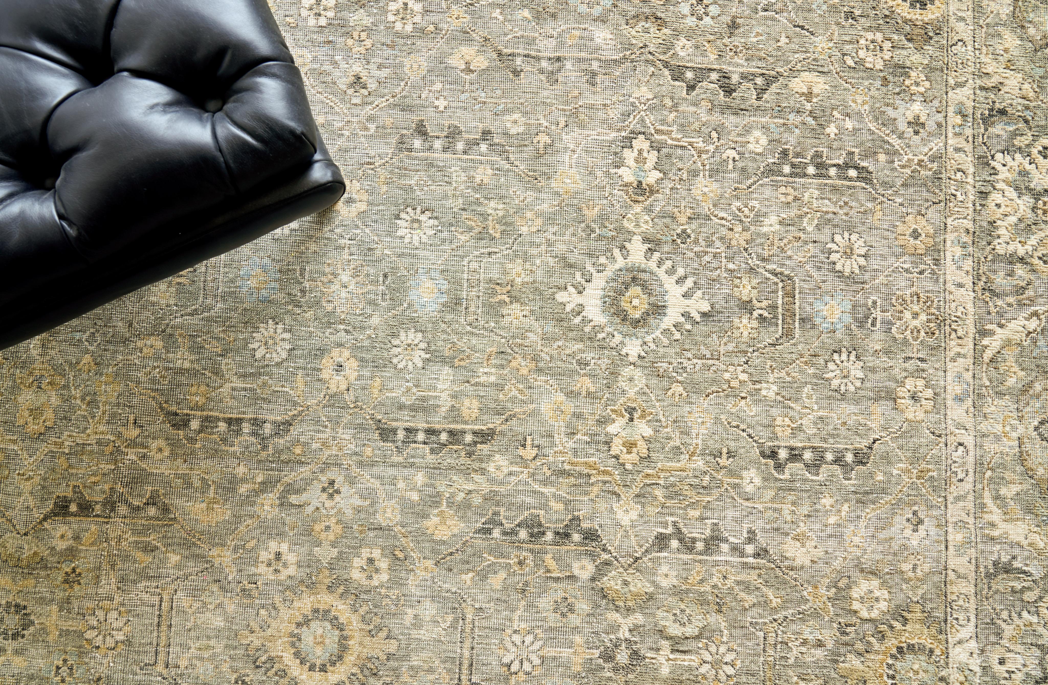 Exquisite Rugs Heirloom Hand-Knotted New Zealand Wool 3987 Khaki 10' X 8' Area Rug - Image 2