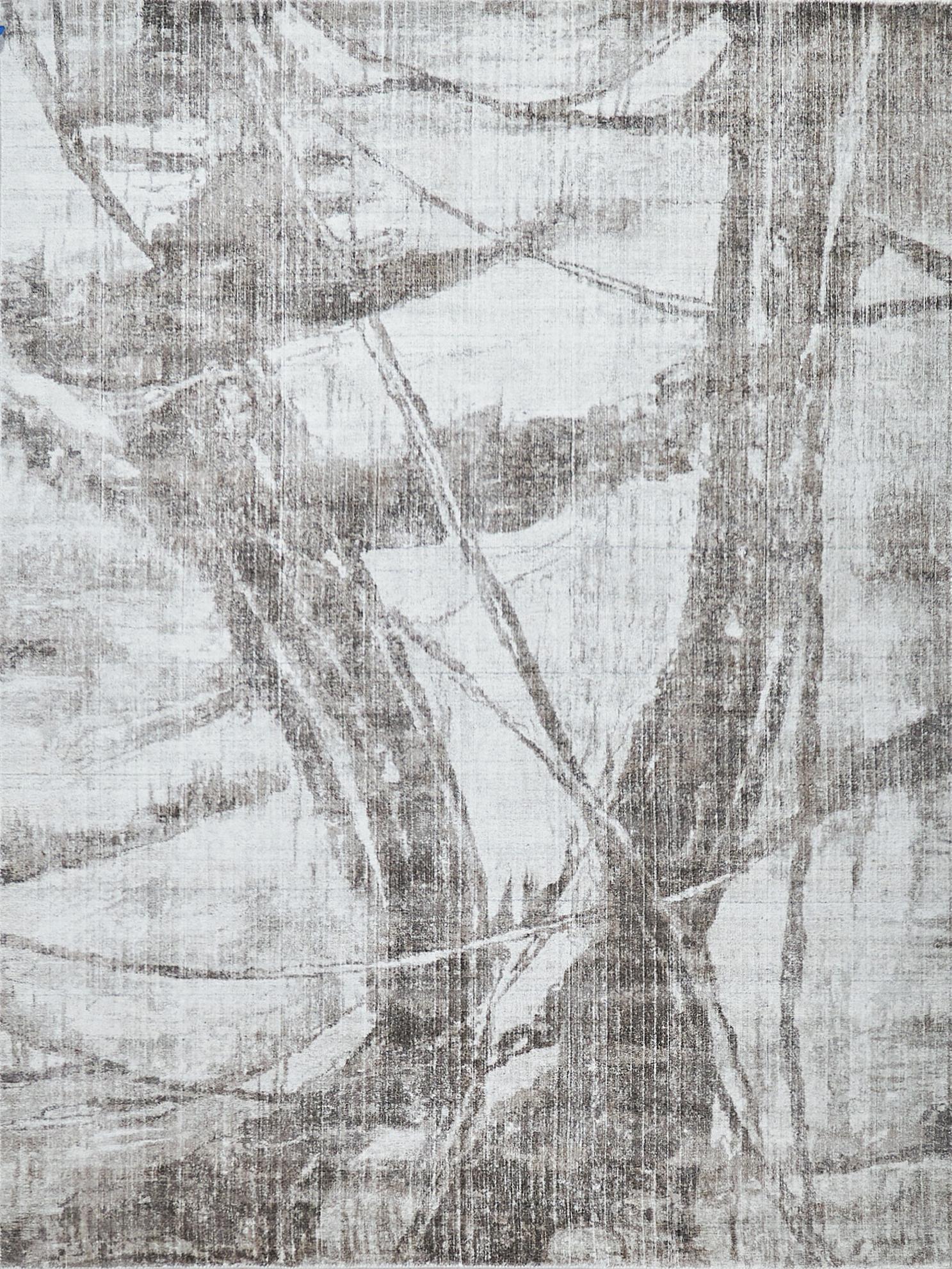 Exquisite Rugs Kyoto Hand-Loomed Wool/Bamboo Silk 6332 Silver/Beige 9' X 6' Area Rug