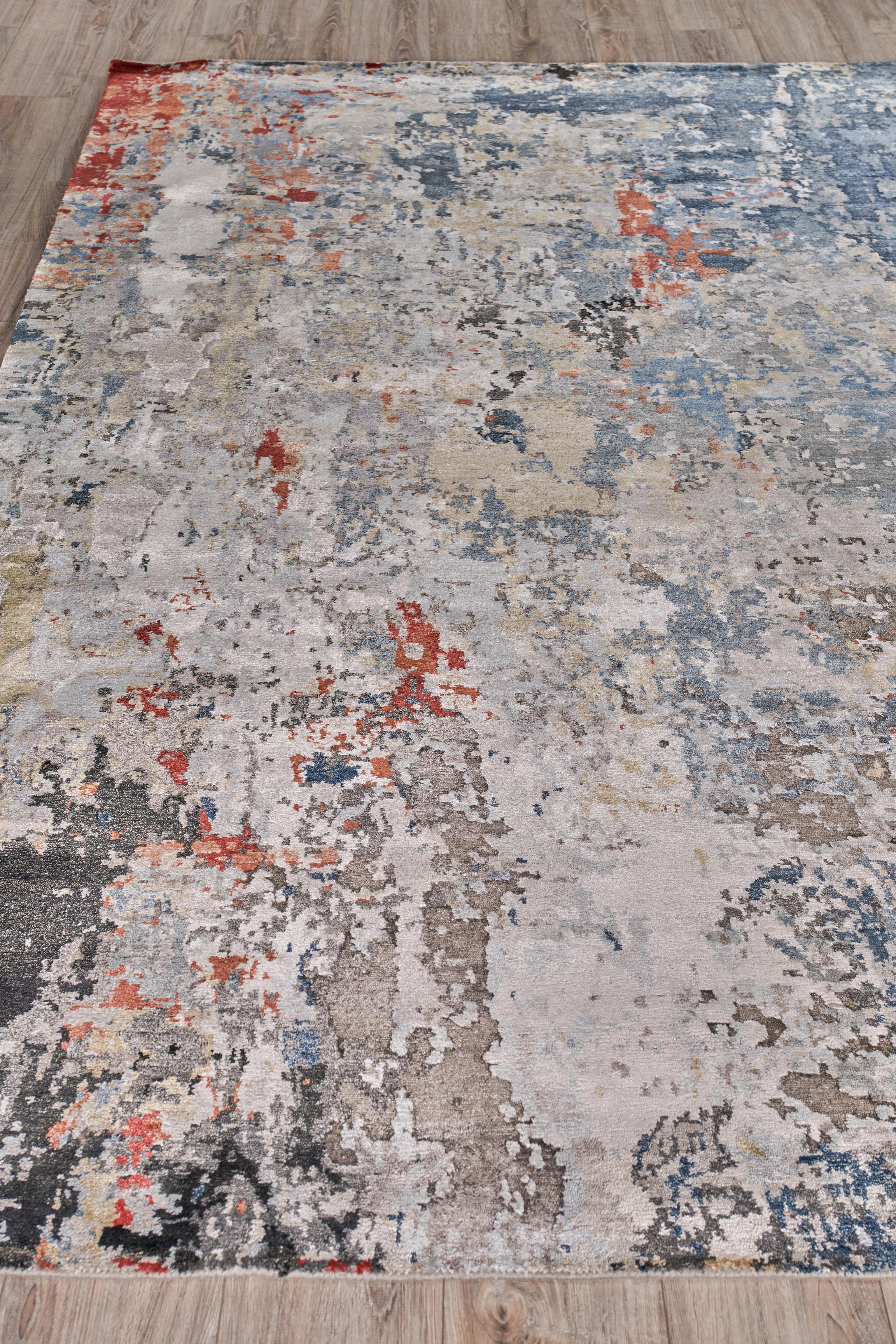 Exquisite Rugs Laureno Hand-Knotted Bamboo Silk 4022 Blue/Gray 12' X 9' Area Rug - Image 4