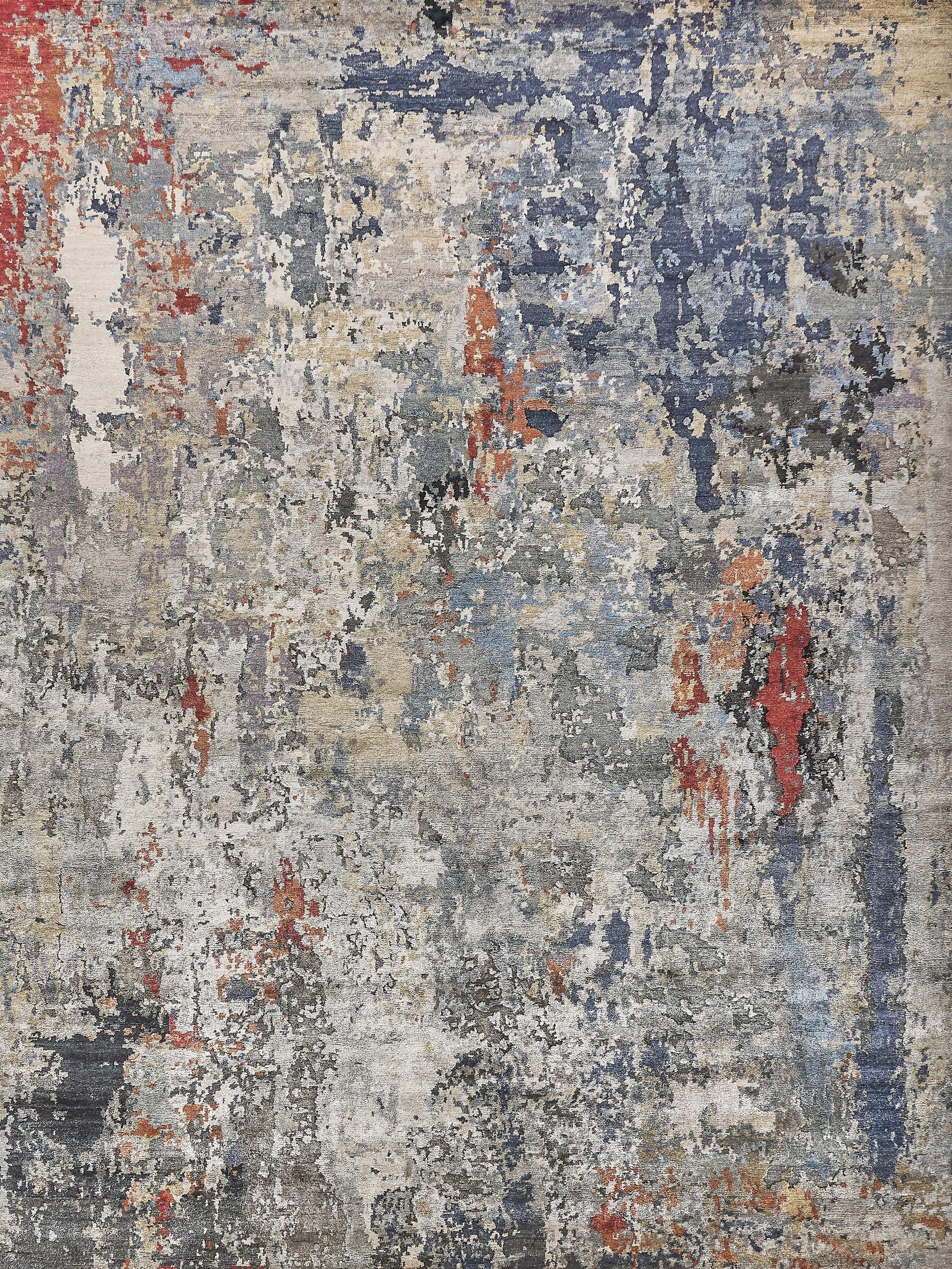 Exquisite Rugs Laureno Hand-Knotted Bamboo Silk 4022 Blue/Gray 12' X 9' Area Rug - Image 8