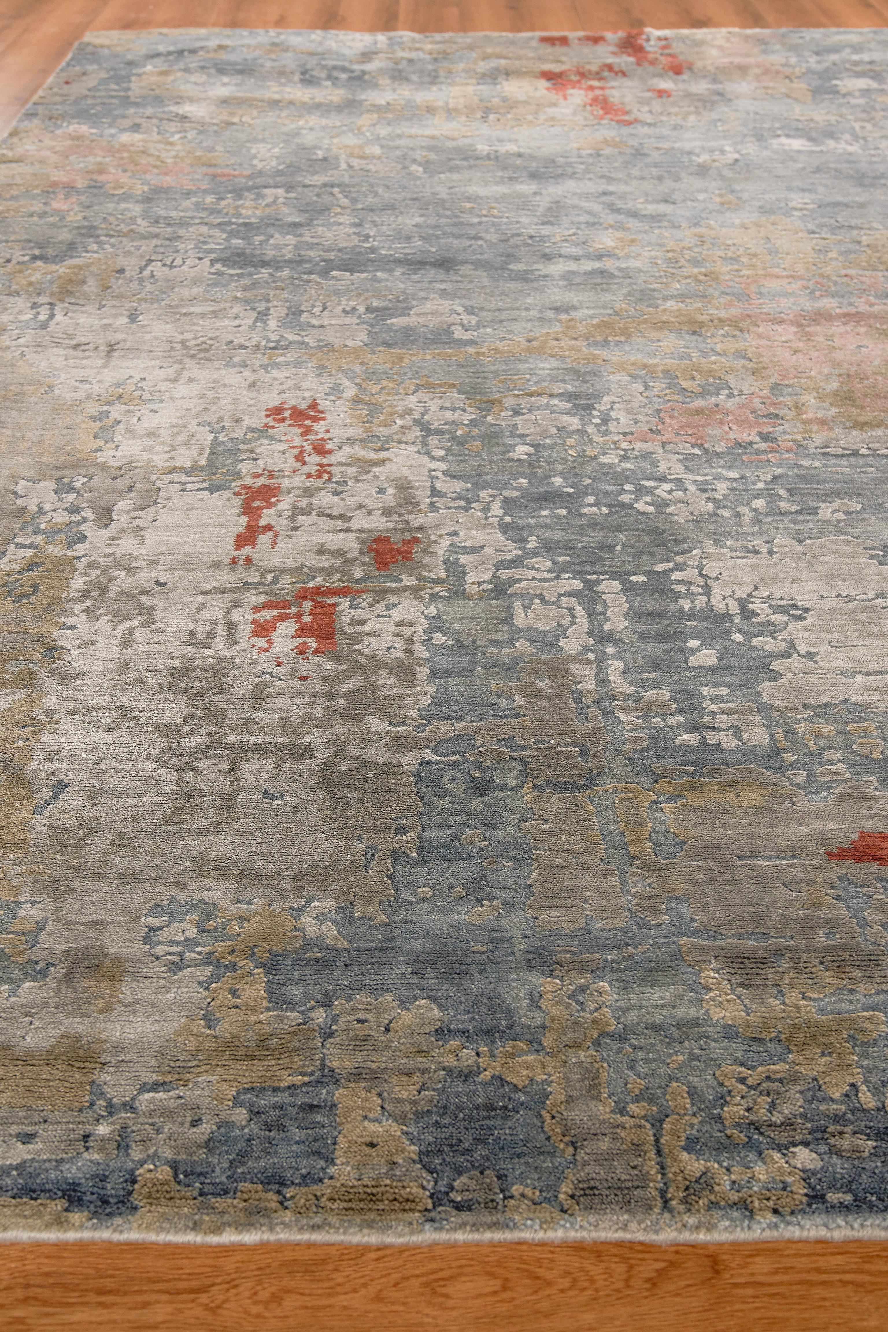 Exquisite Rugs Laureno Hand-Knotted Bamboo Silk 4470 Blue/Multi 18' X 14' Area Rug - Image 4