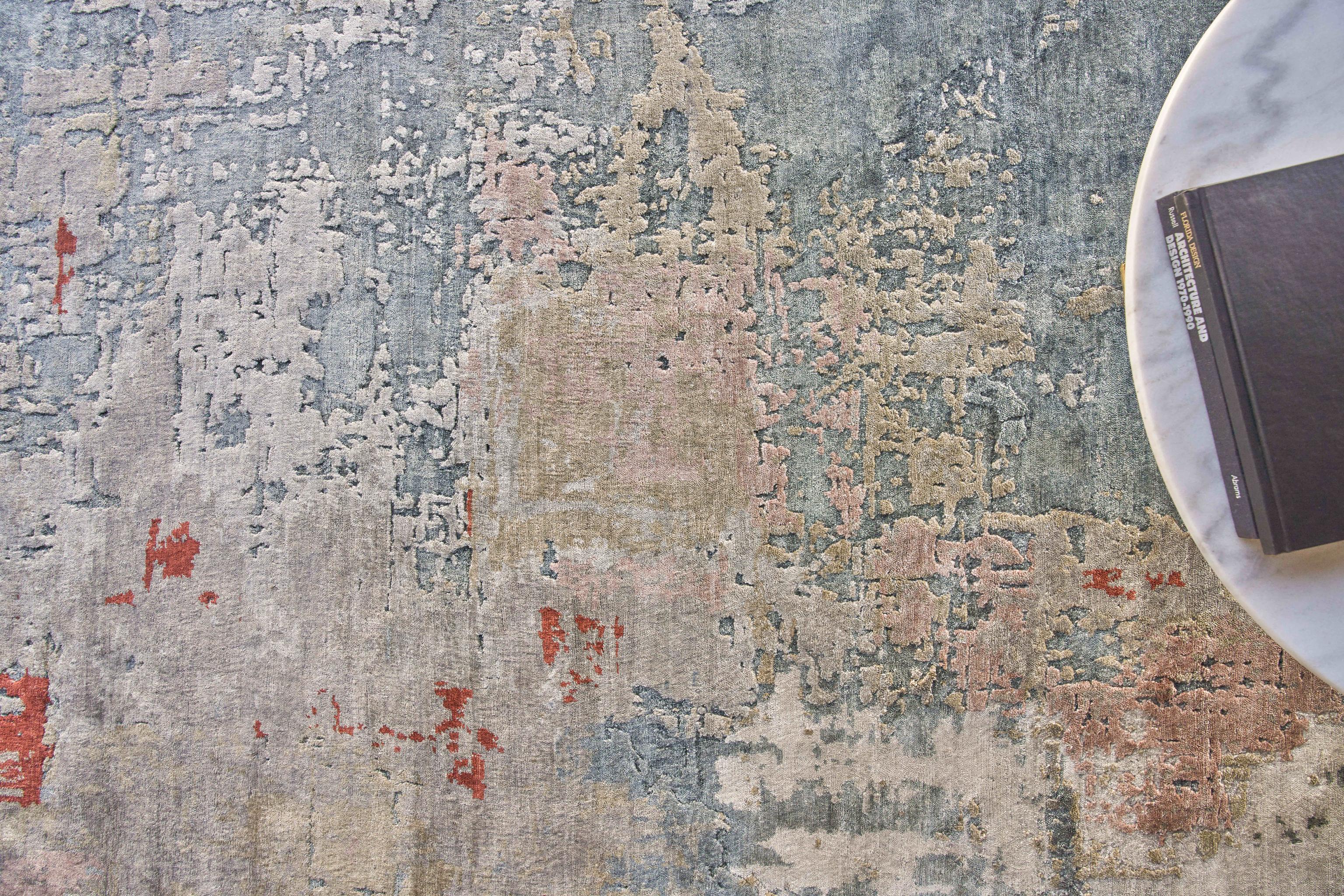 Exquisite Rugs Laureno Hand-Knotted Bamboo Silk 4470 Blue/Multi 18' X 14' Area Rug - Image 7