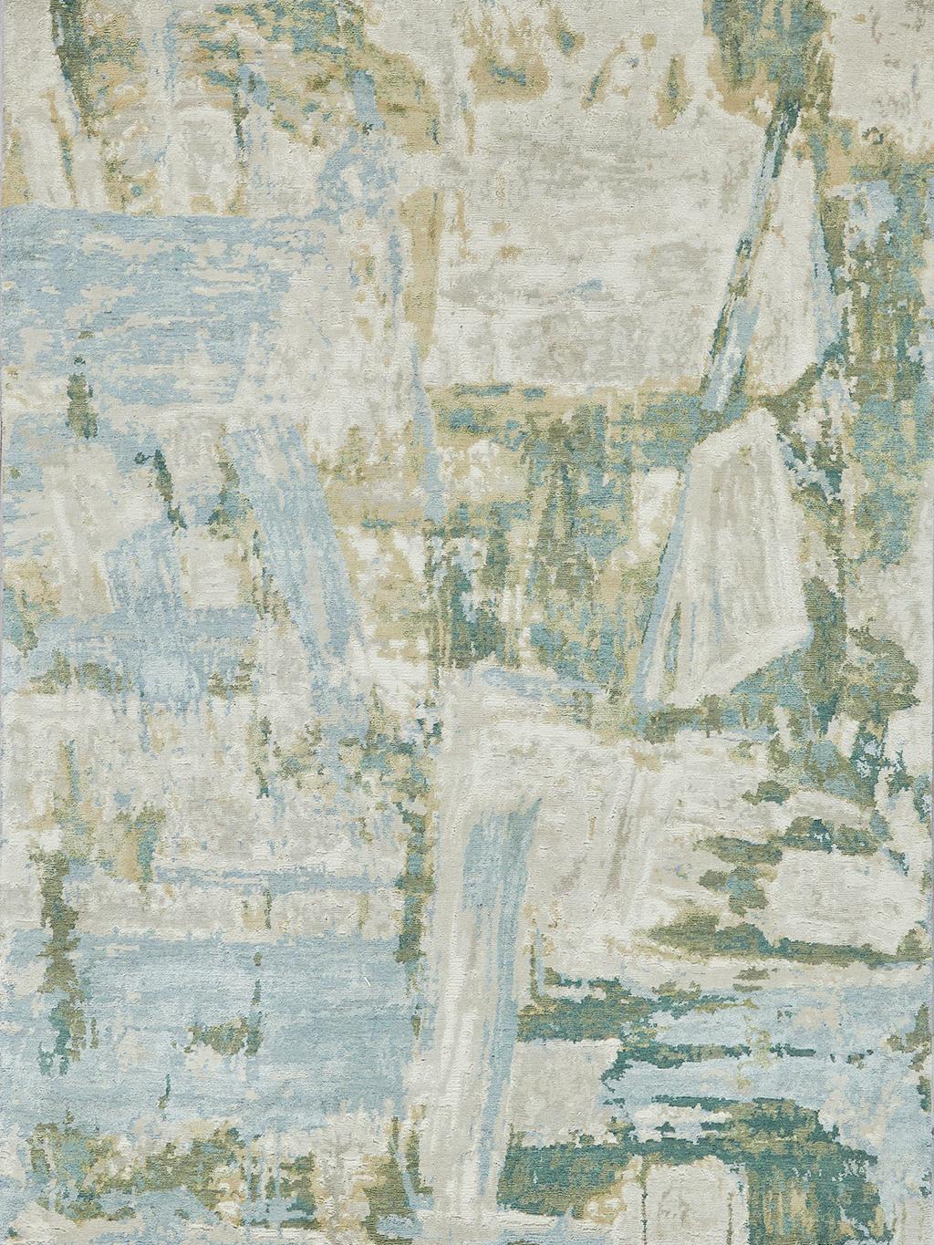 Exquisite Rugs Luxury Laureno Hand-Knotted Bamboo Silk 6314 Ivory/Green 12' X 9' Area Rug