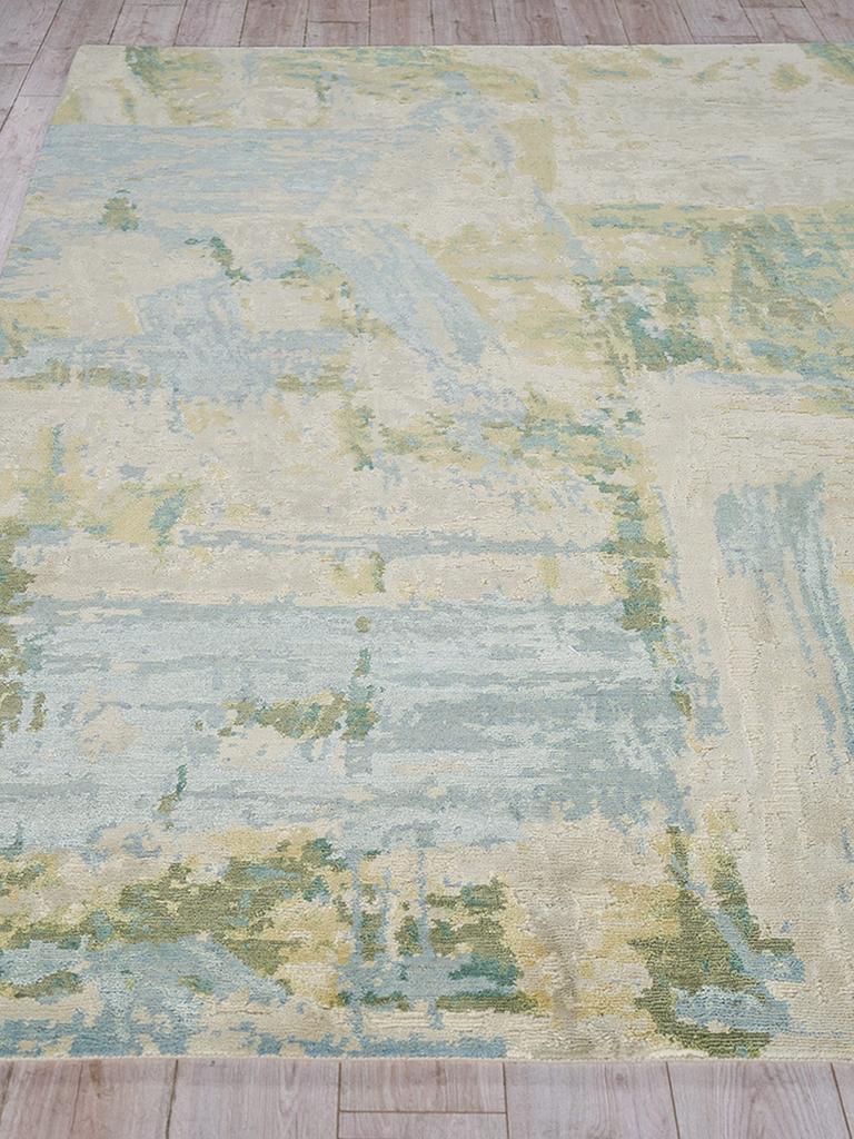 Exquisite Rugs Luxury Laureno Hand-Knotted Bamboo Silk 6314 Ivory/Green 12' X 9' Area Rug - Image 4