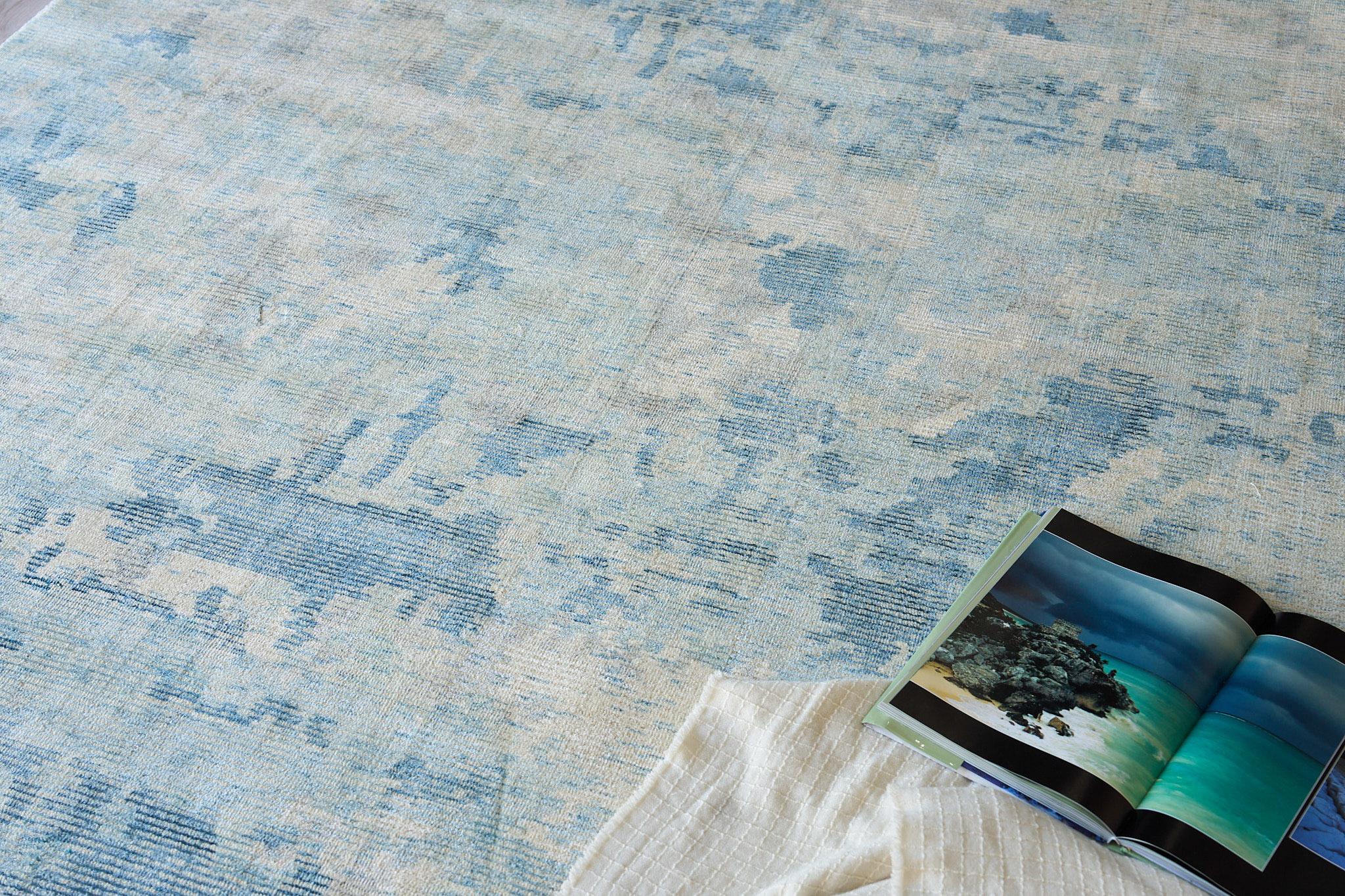 Exquisite Rugs Mineral Hand-Loomed Wool/Bamboo Silk 5357 Blue 9' X 6' Area Rug - Image 2