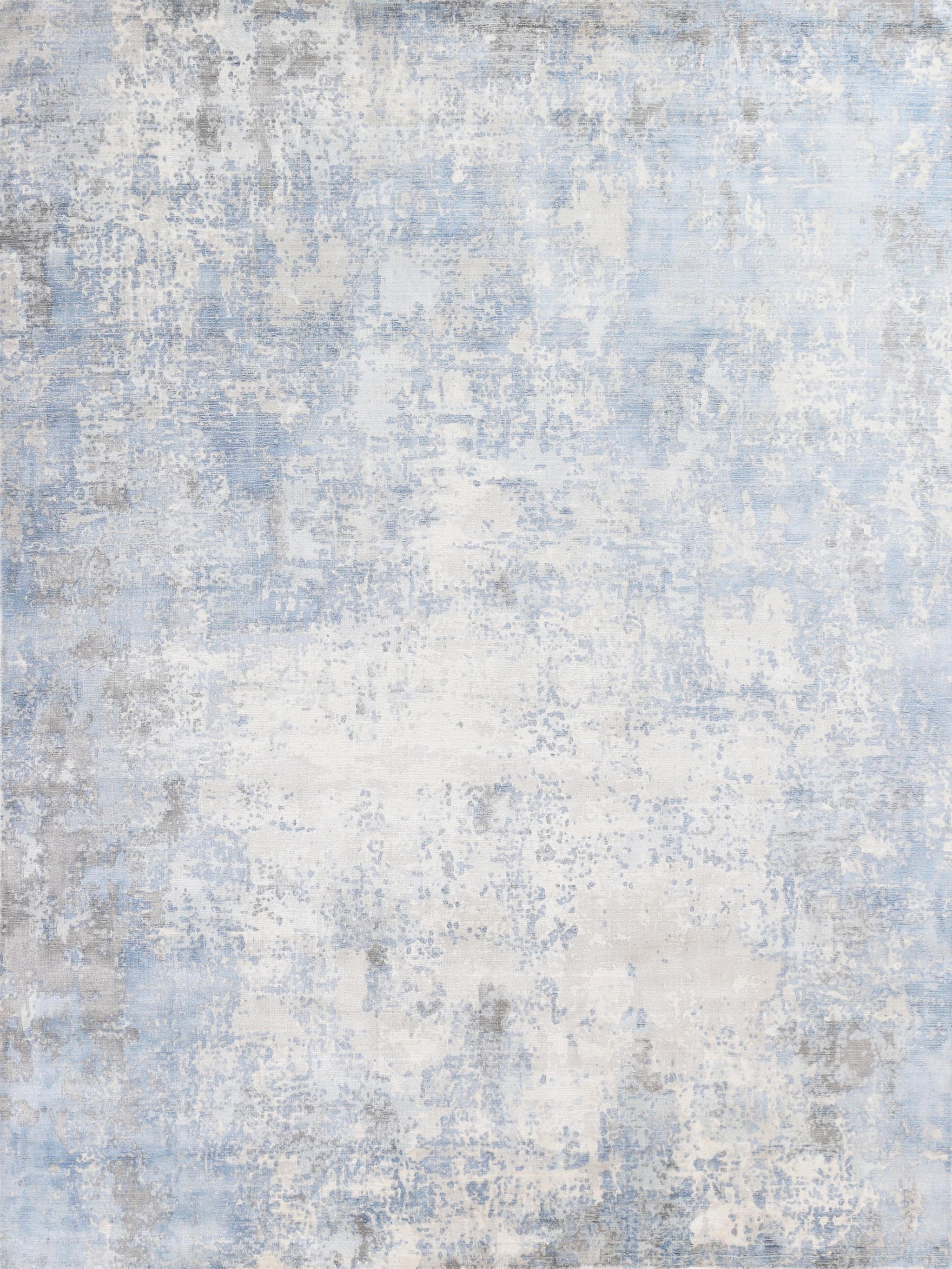 Exquisite Rugs Murano Hand-Loomed Wool/Bamboo Silk 4028 Silver/Blue 10' X 8' Area Rug - Image 7