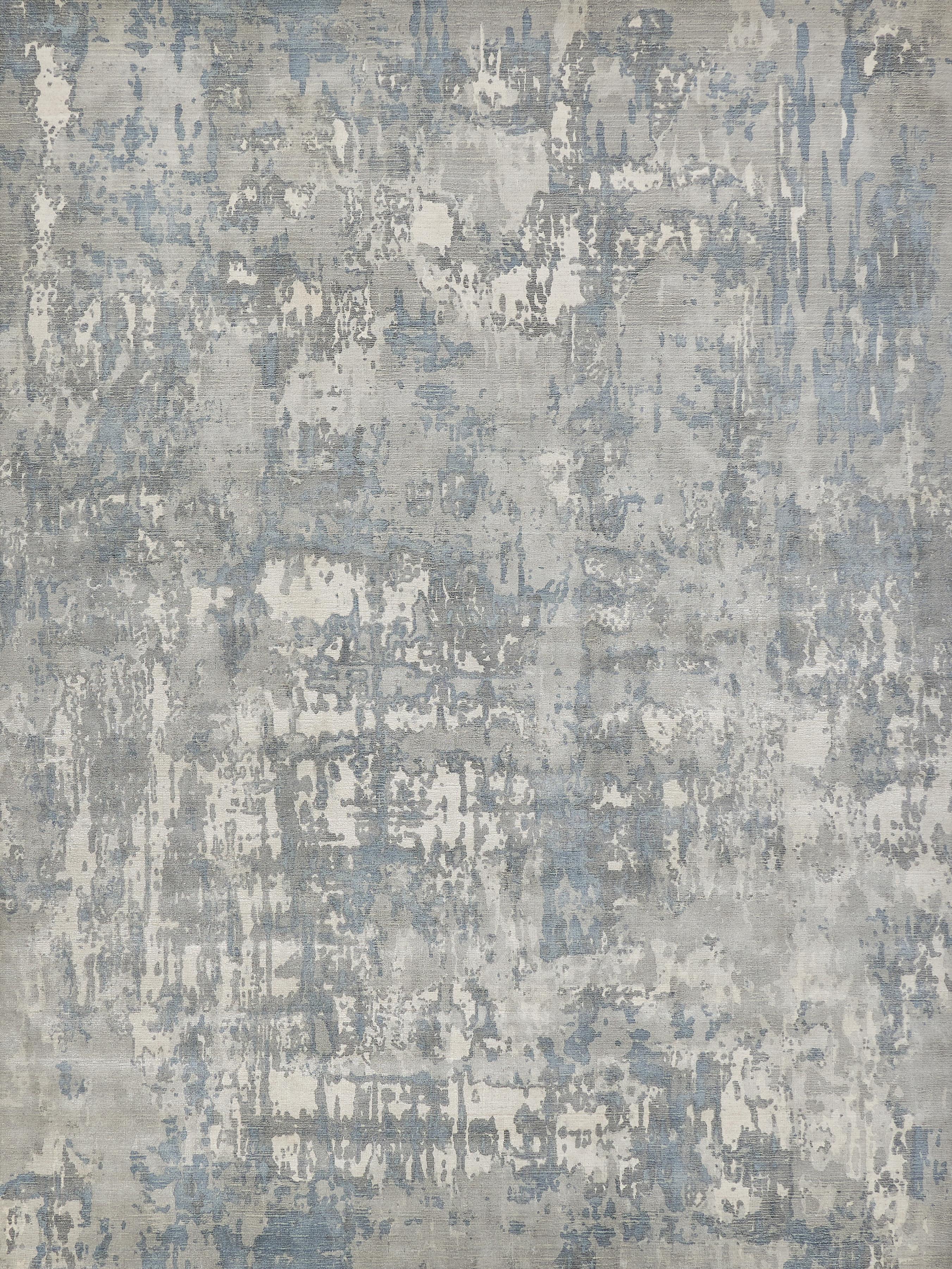 Exquisite Rugs Murano Hand-Loomed Wool/Bamboo Silk 4029 Silver/Blue 12' X 9' Area Rug