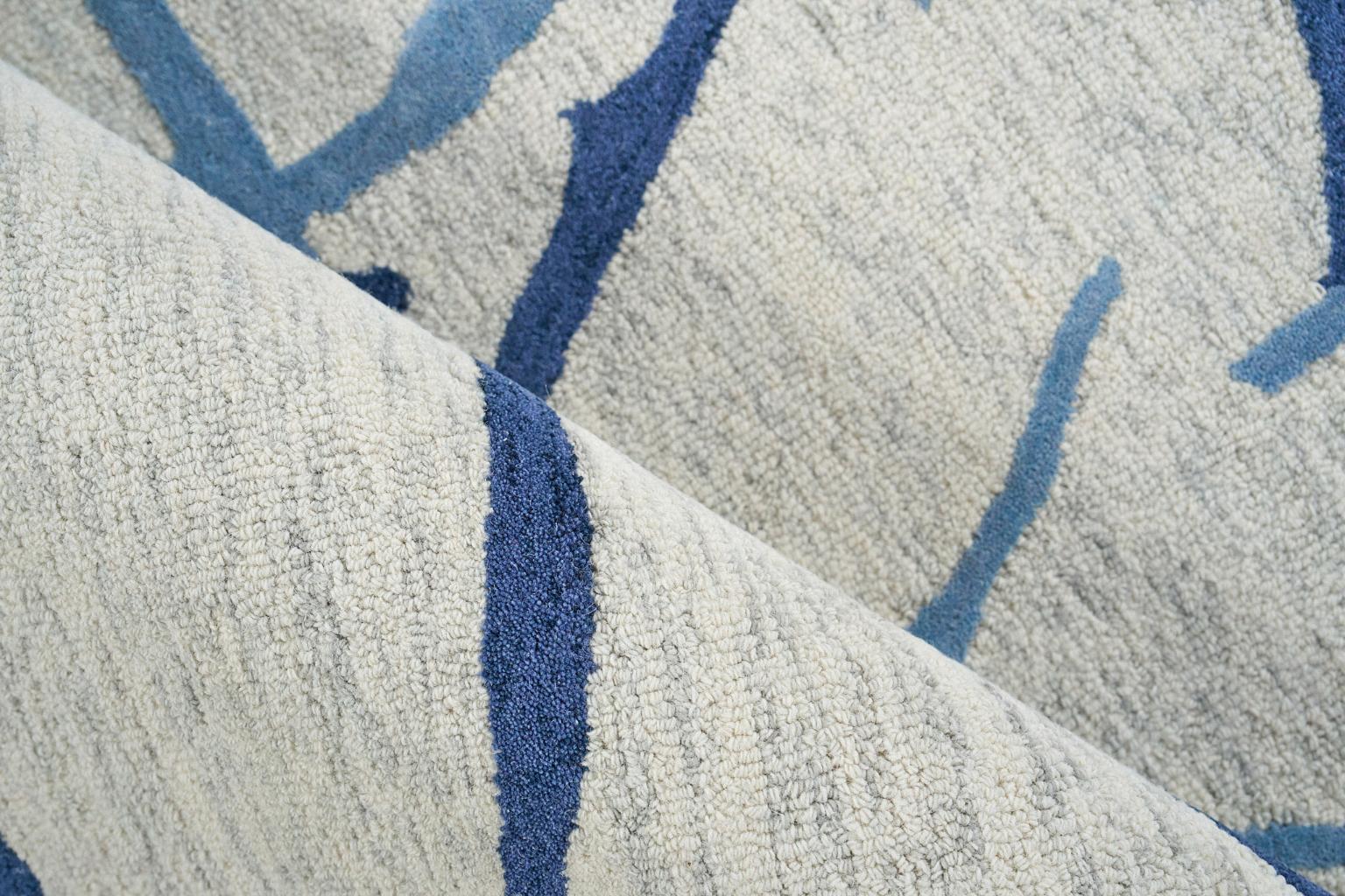 Exquisite Rugs Mystic Hand-Tufted New Zealand Wool 6305 Navy 14' X 10' Area Rug - Image 5
