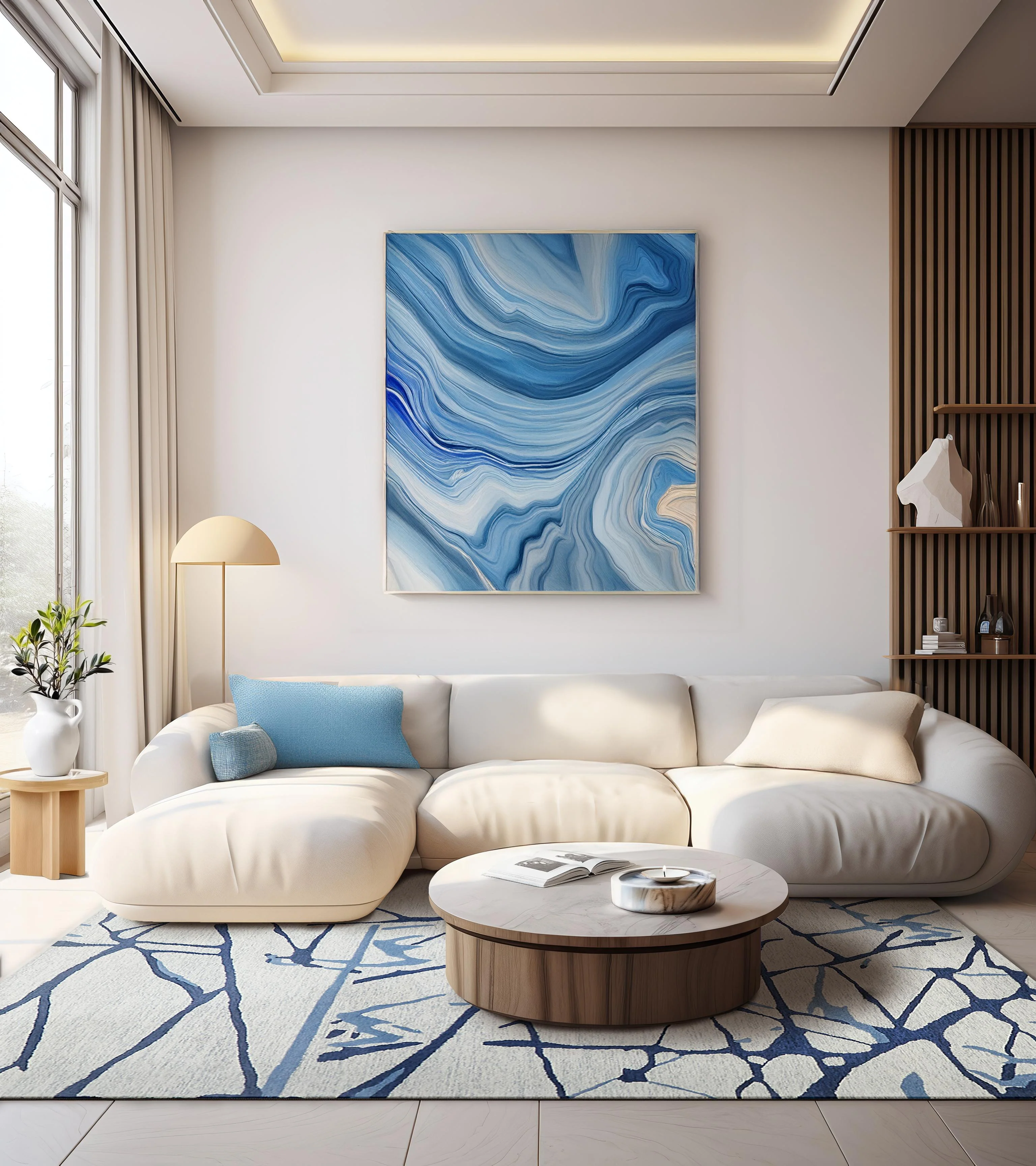 Exquisite Rugs Mystic Hand-Tufted New Zealand Wool 6305 Navy 18' X 14' Area Rug - Image 2