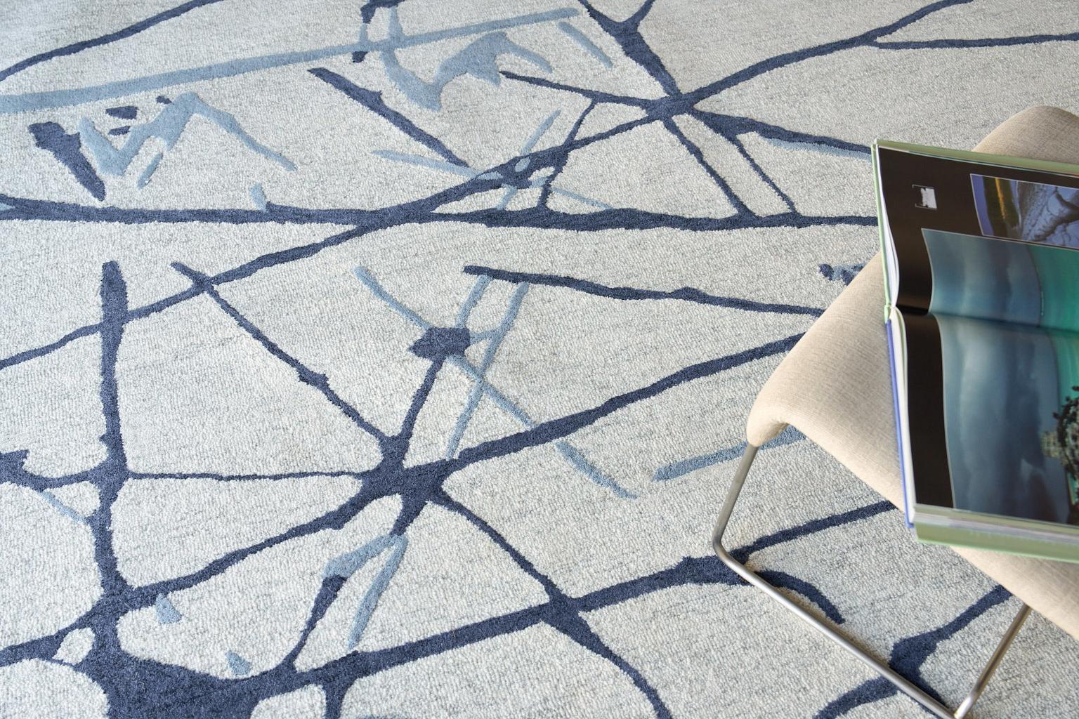 Exquisite Rugs Mystic Hand-Tufted New Zealand Wool 6305 Navy 18' X 14' Area Rug - Image 6