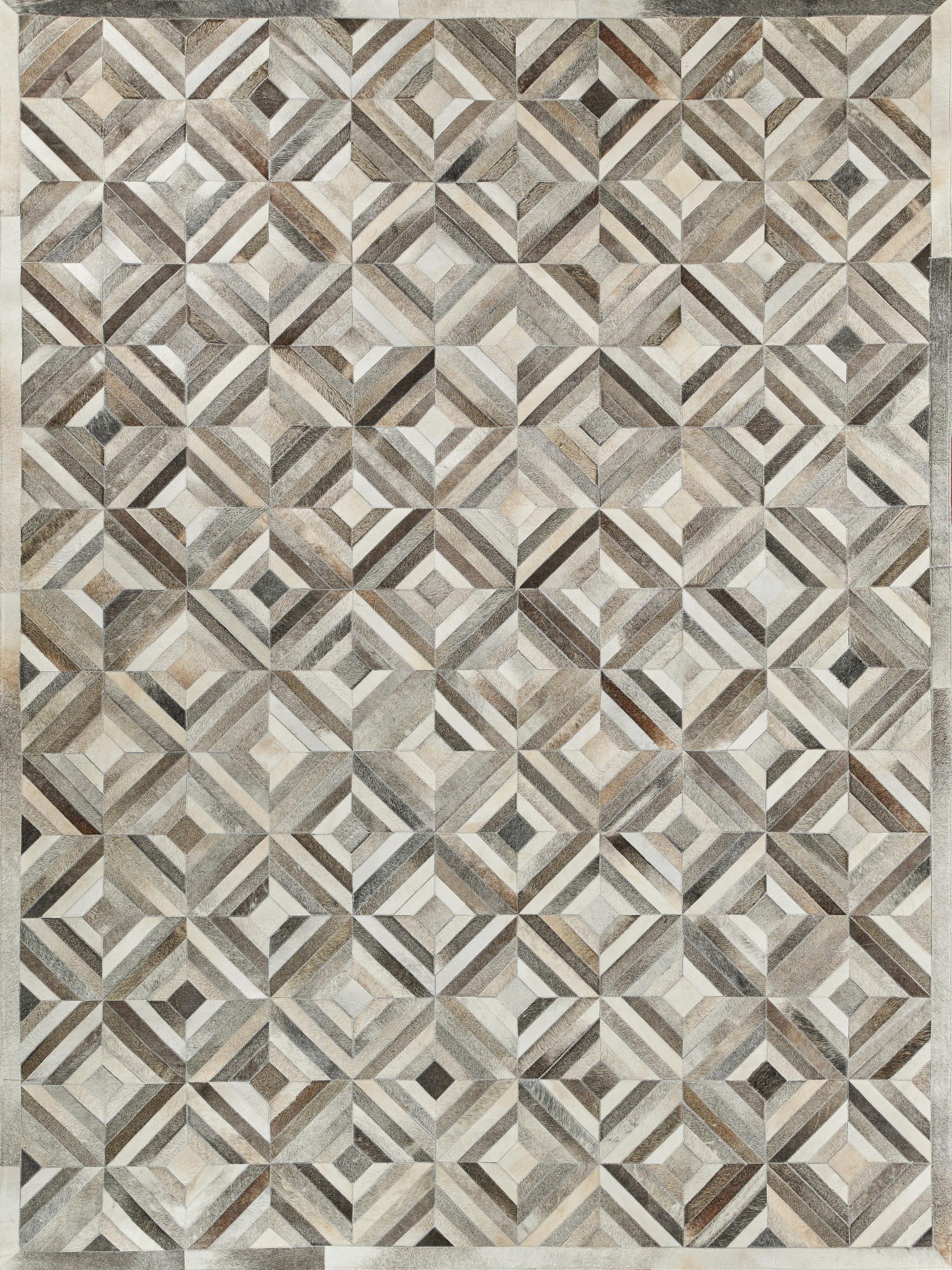 Exquisite Rugs Natural Hide Hand-Stitched Leather Hide 3361 Silver 13.5' X 9.5' Area Rug - Image 7