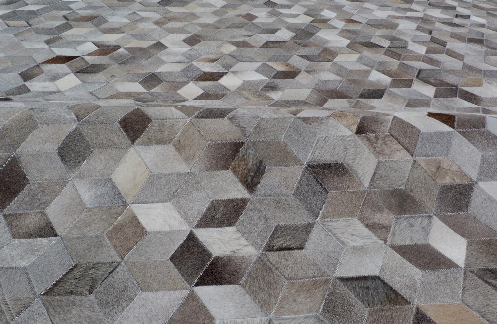 Exquisite Rugs Natural Hide Handmade Leather Hide In 9817 Silver 11' X 8' Area Rug - Image 4