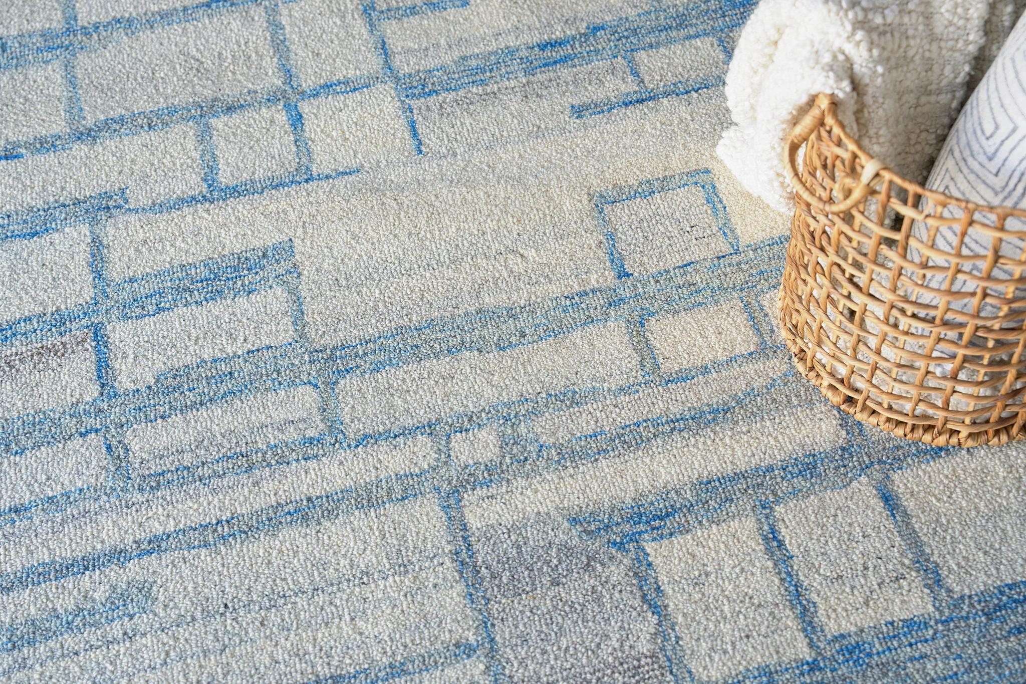 Exquisite Rugs Naturals Handmade Hand-Tufted New Zealand Wool On Canvas 6780 Blue/Ivory 14' X 10' Area Rug - Image 2