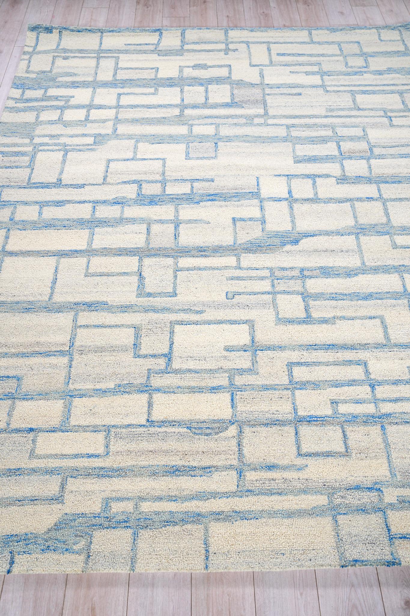 Exquisite Rugs Naturals Handmade Hand-Tufted New Zealand Wool On Canvas 6780 Blue/Ivory 14' X 10' Area Rug - Image 4