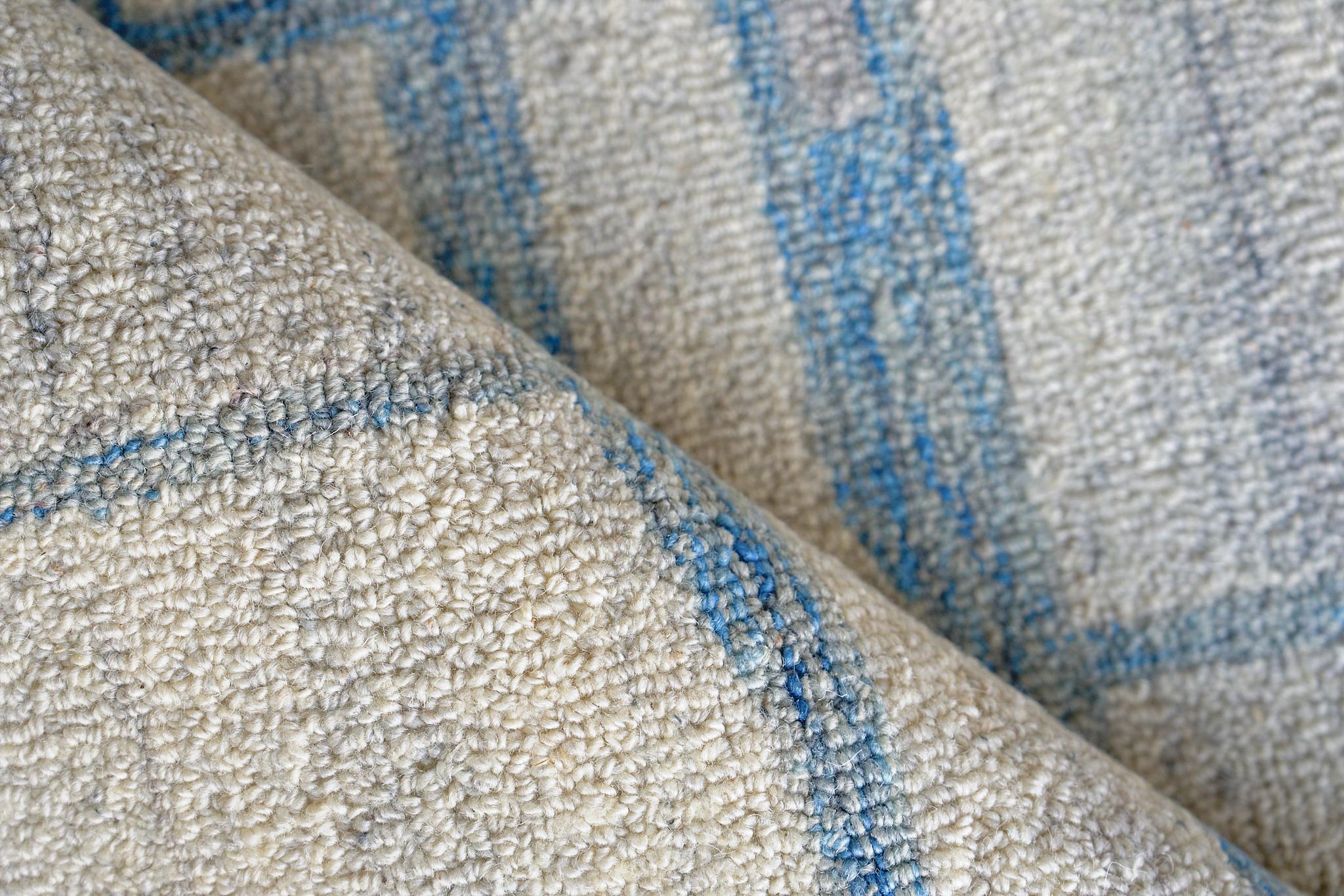 Exquisite Rugs Naturals Handmade Hand-Tufted New Zealand Wool On Canvas 6780 Blue/Ivory 14' X 10' Area Rug - Image 5
