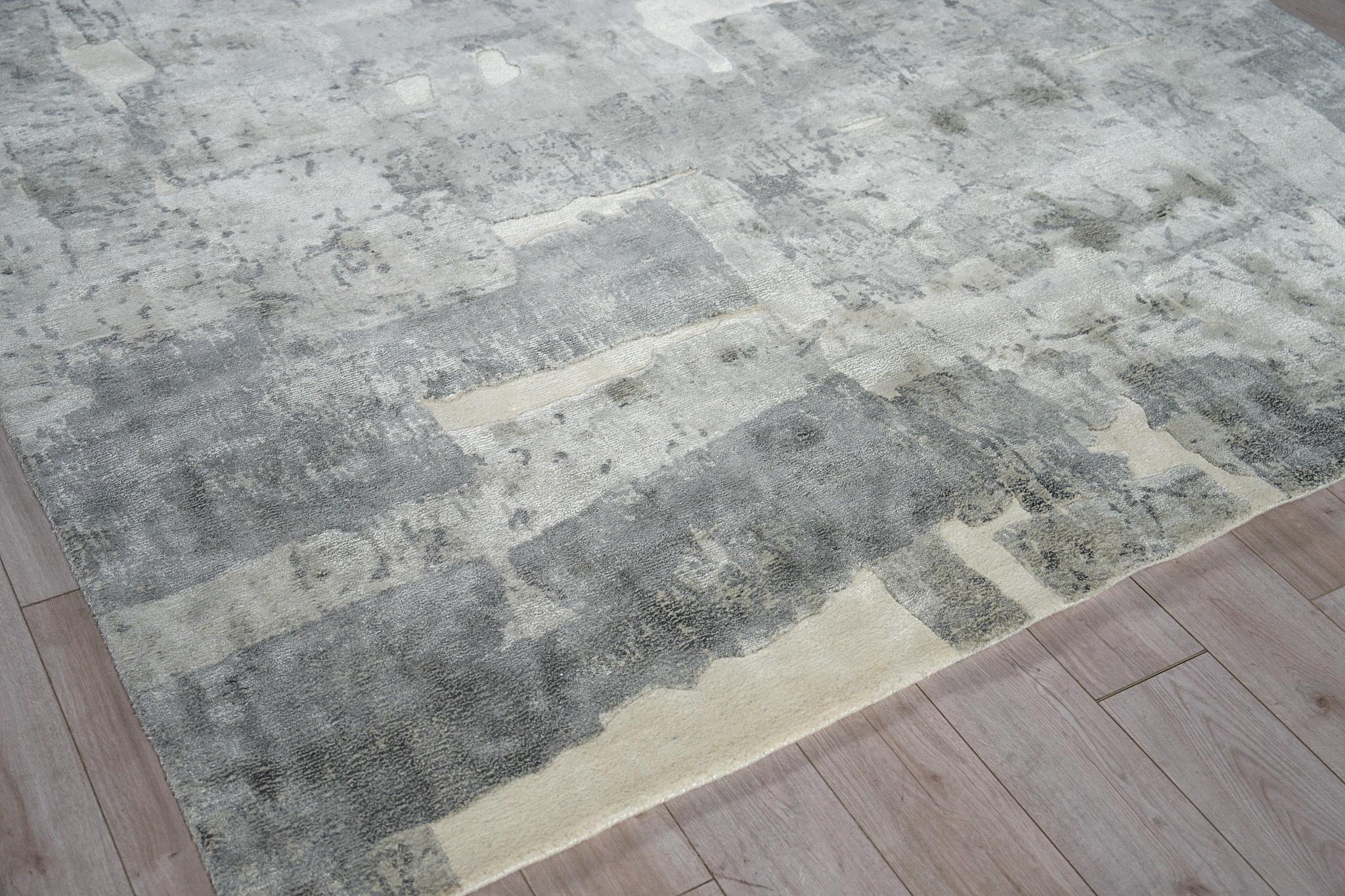 Exquisite Rugs Papyrus 6803 Gray Wool/Bamboo Silk Handloomed 14' X 10' Area Rug - Image 3