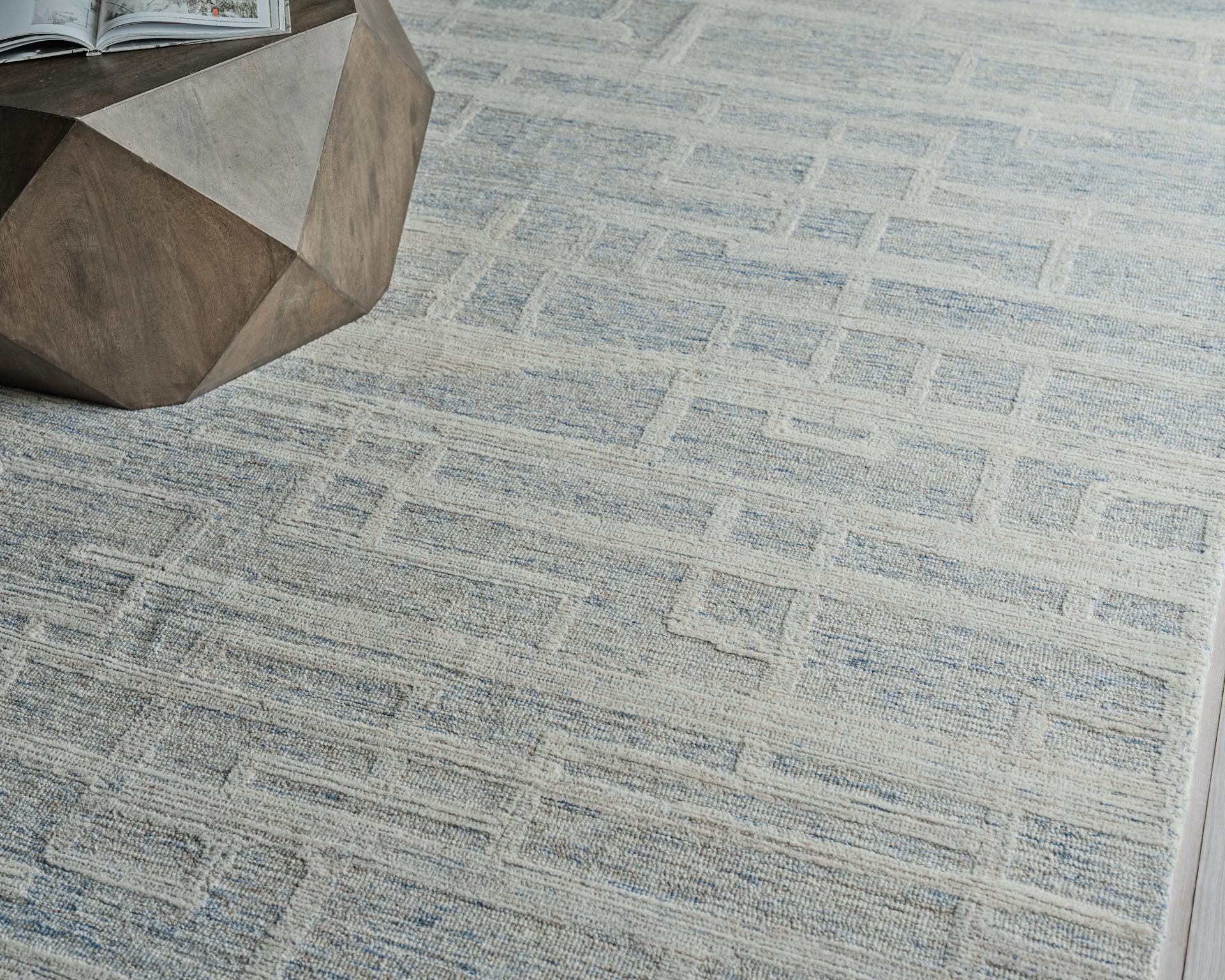 Exquisite Rugs Park City Handmade Hand-Tufted New Zealand Wool On Canvas 6838 Blue/Ivory 8' X 5' Area Rug - Image 8