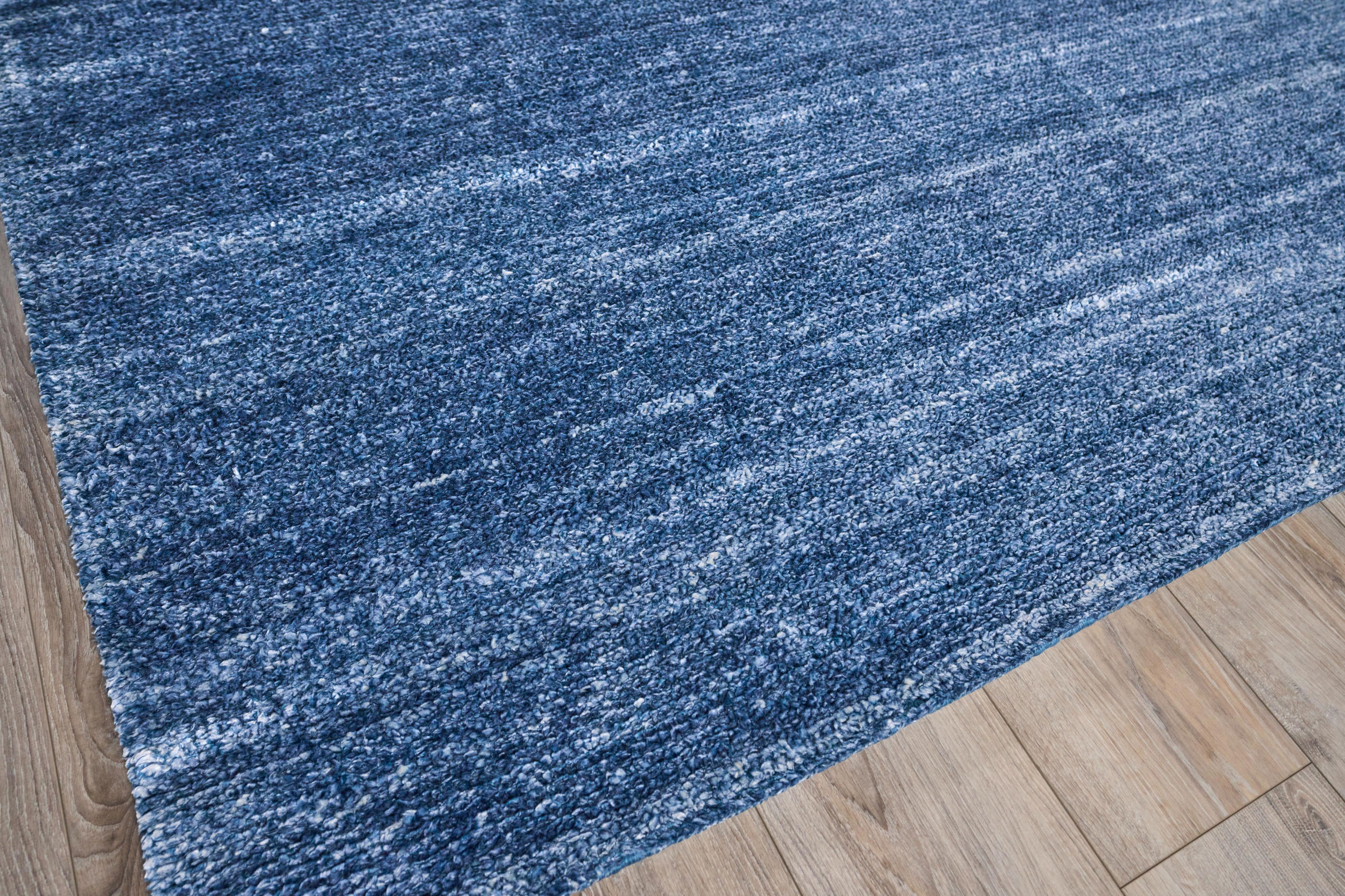 Exquisite Rugs Plush Hand-Knotted Bamboo Silk/Mohair 4660 Dark Blue 12' X 9' Area Rug - Image 3