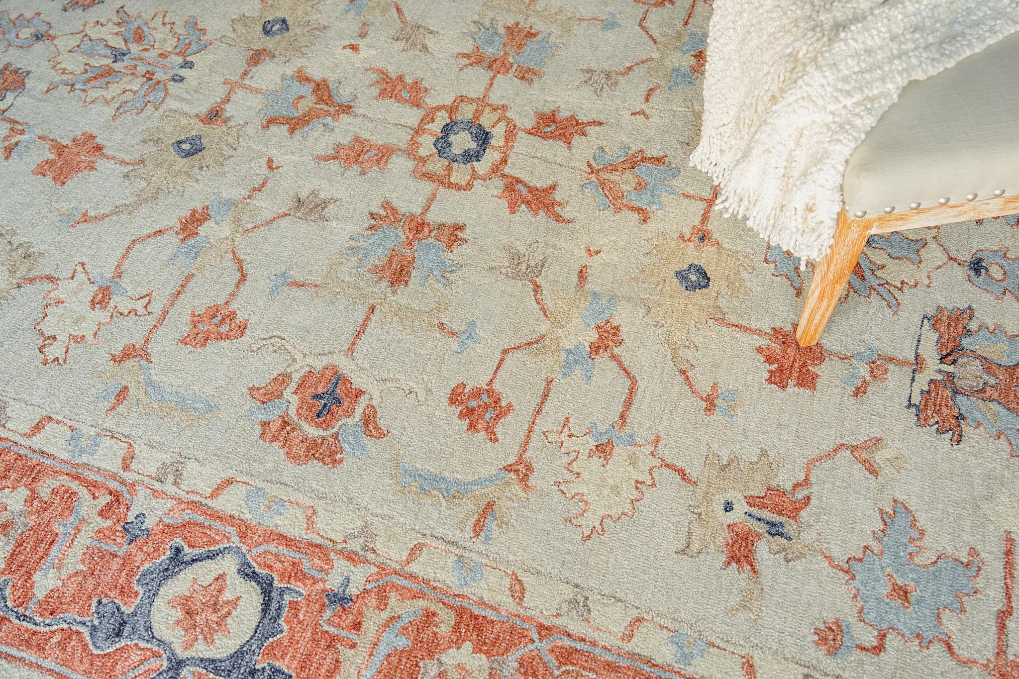 Exquisite Rugs Richmond Serapi Handmade Hand-Tufted New Zealand Wool On Canvas 6798 Beige/Rust 8' X 5' Area Rug - Image 2