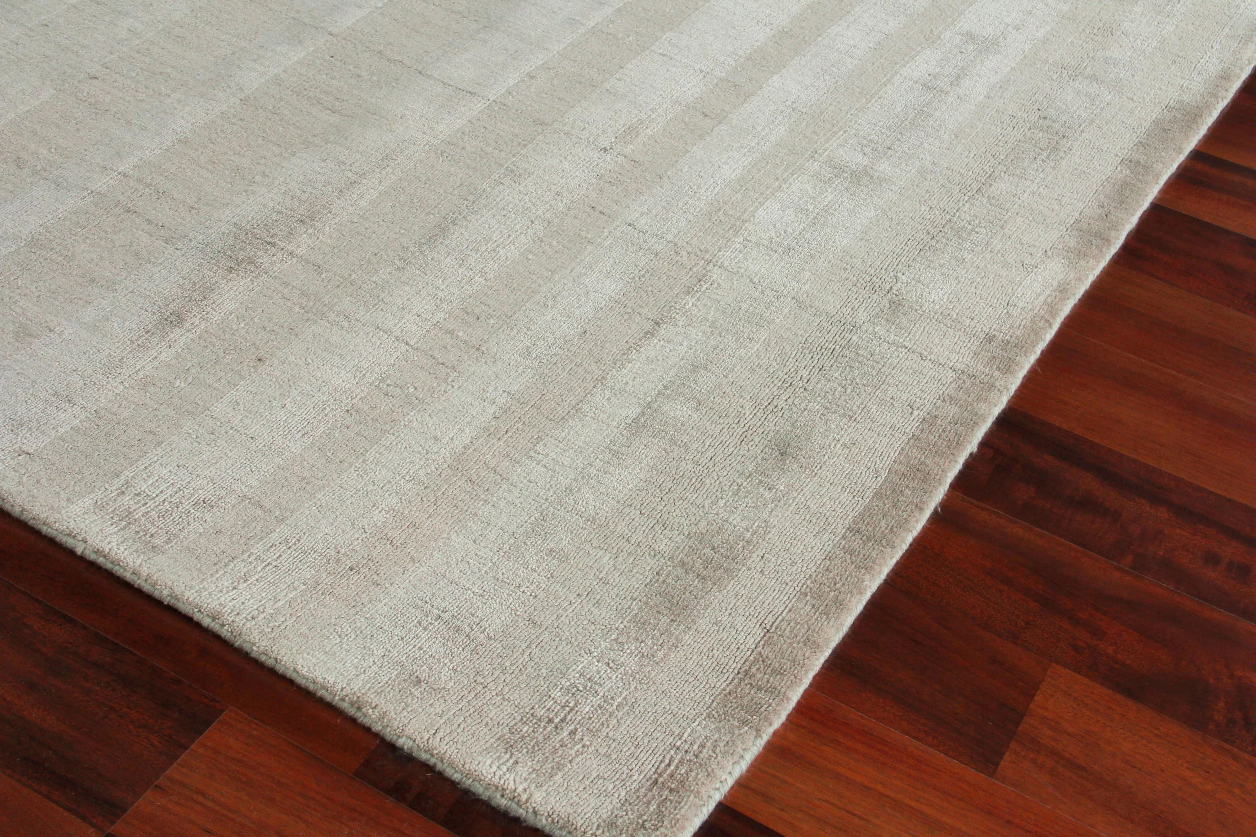 Exquisite Rugs Robin Stripe Hand-Loomed Bamboo Silk/Wool 3786 Taupe 15' X 12' Area Rug - Image 3
