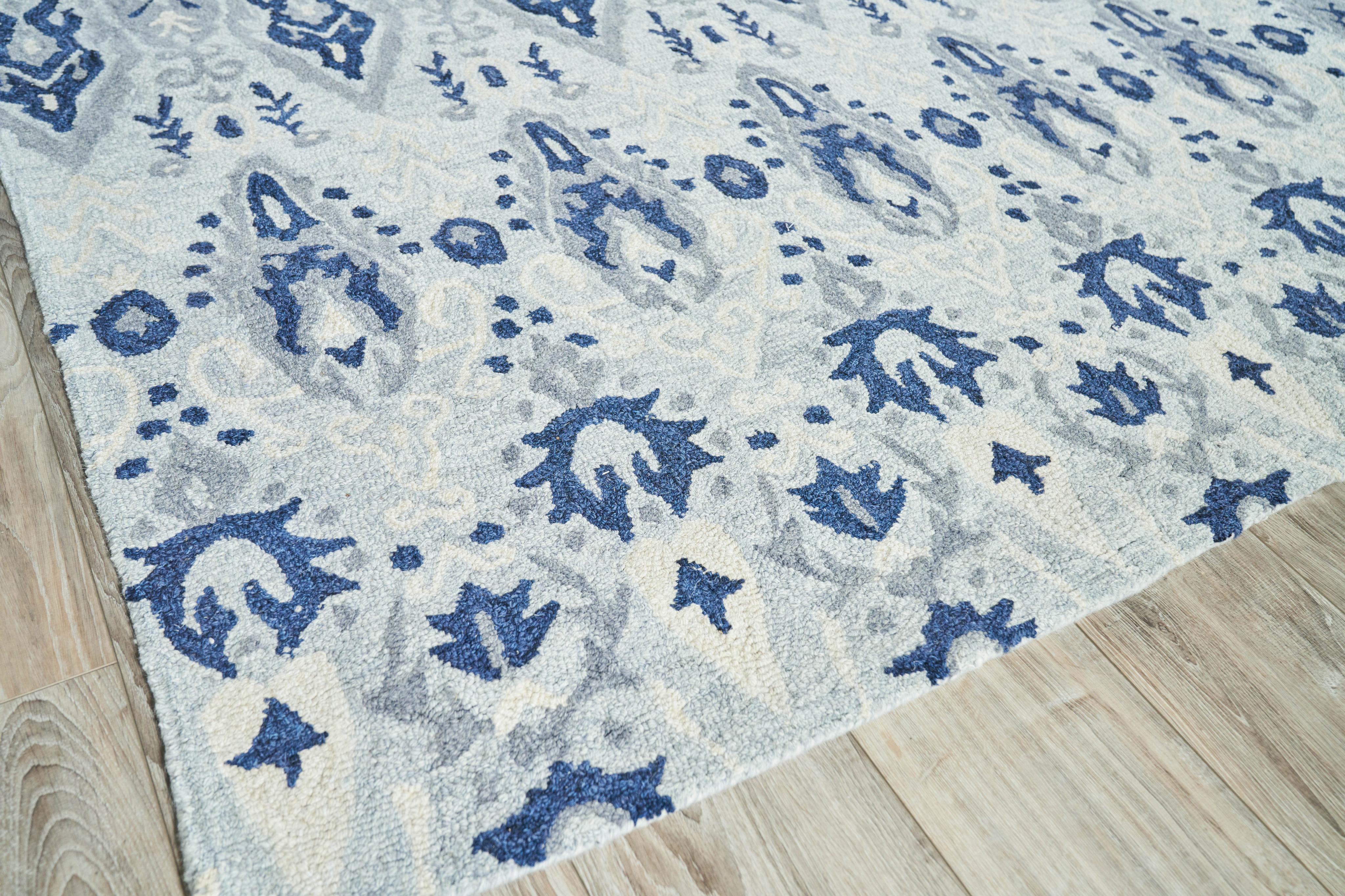 Exquisite Rugs Sarasota Hand Tufted New Zealand Wool In 5253 Light Blue/Gray 8' X 5' Area Rug - Image 3