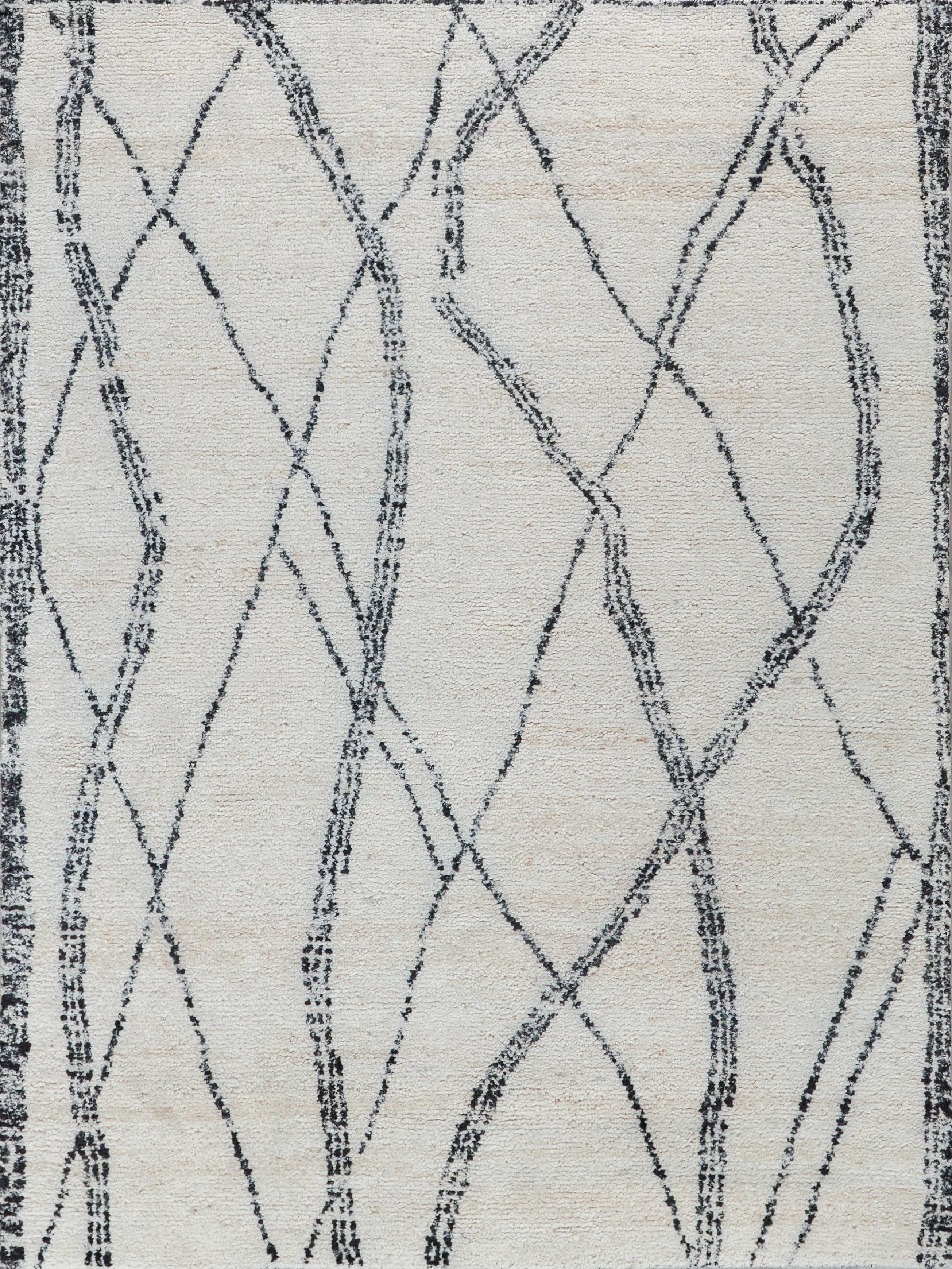 Exquisite Rugs Tahoe Hand-Knotted Wool 5560 Ivory/Black 9' X 6' Area Rug
