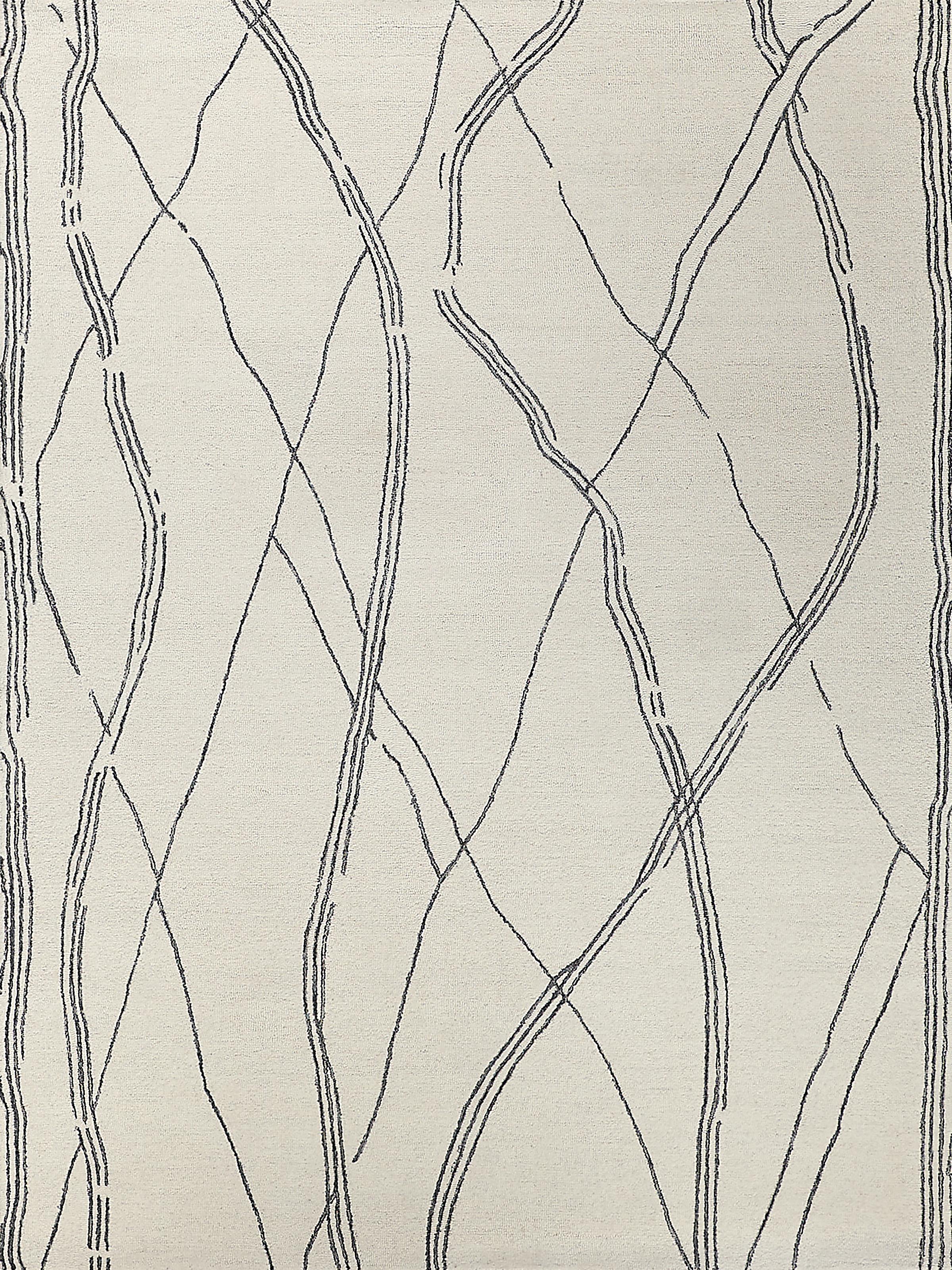 Exquisite Rugs Tangiers Handmade Hand-Tufted New Zealand Wool On Canvas 6861 Ivory/Black 20' X 15' Area Rug